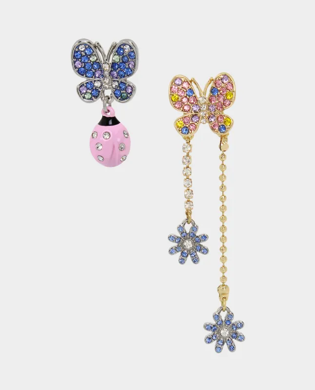 OHH A DAISY MISMATCH BUTTERFLY EARRINGS PASTEL MULTI sold by Betsey Johnson