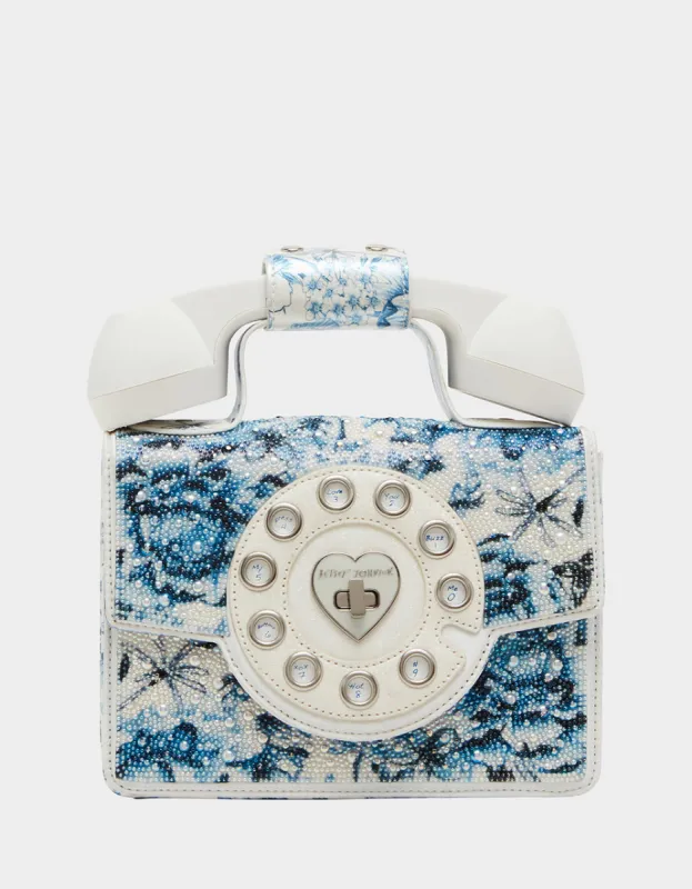 KITSCH PEARL TOILE PHONE BAG BLUE/MULTI sold by Betsey Johnson