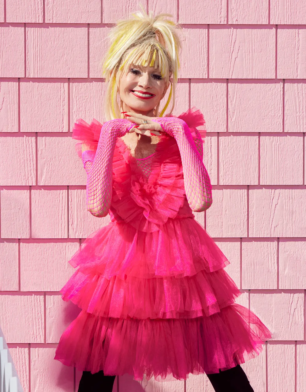 BETSEYS TIERED TULLE DRESS HOT PINK | RE:LUV sold by Betsey Johnson product image thumbnail 3