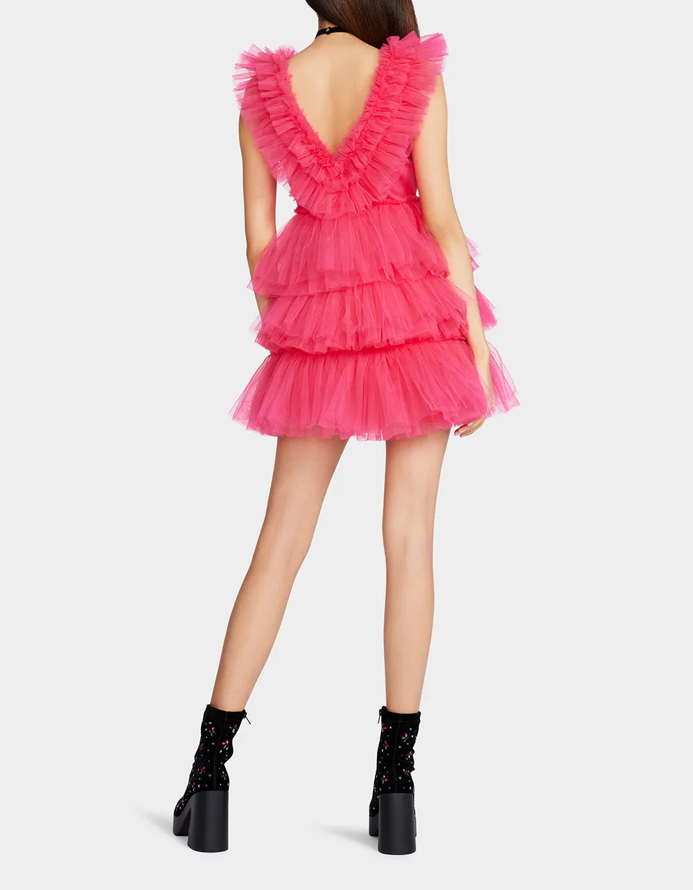 BETSEYS TIERED TULLE DRESS HOT PINK | RE:LUV sold by Betsey Johnson product image thumbnail 5