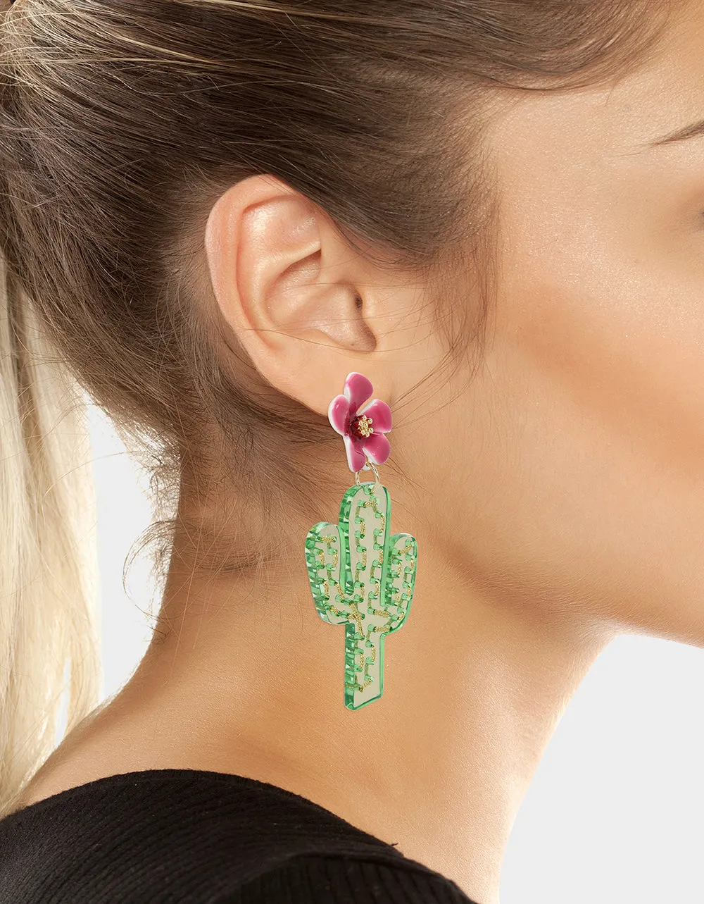 HOLA TO LOVE CACTUS DROP EARRINGS MULTI sold by Betsey Johnson product image thumbnail 3