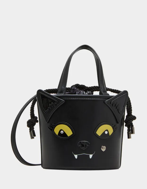 KITSCH GIMMIE CANDY CAT BUCKET BAG BLACK sold by Betsey Johnson