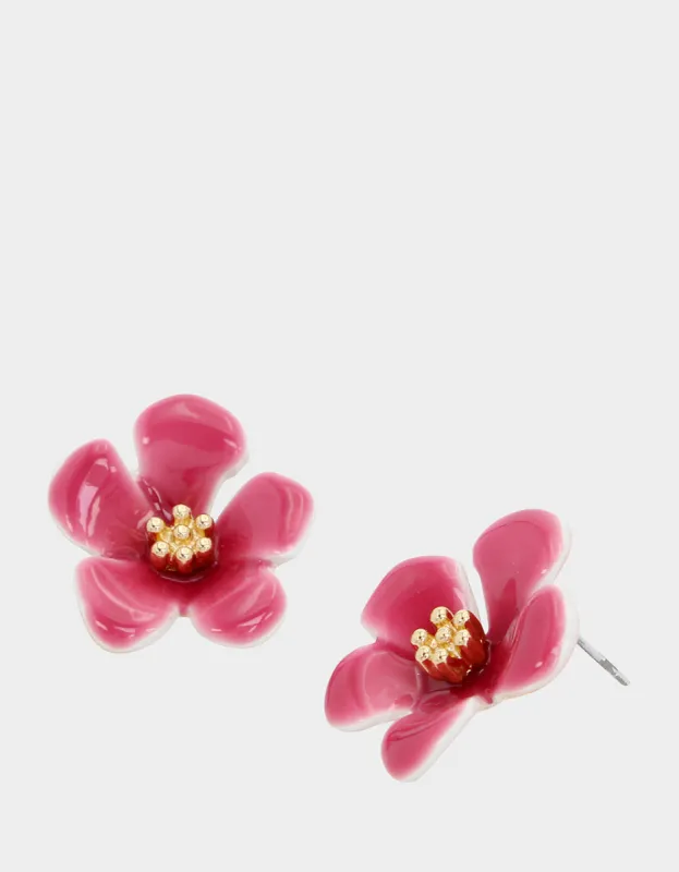 HOLA TO LOVE FLOWER STUDS FUCHSIA sold by Betsey Johnson
