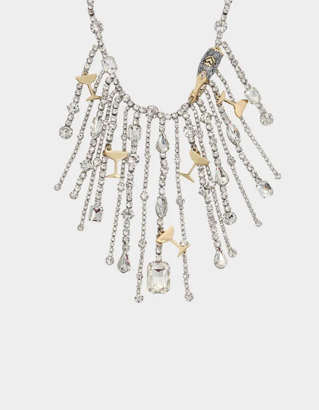 GOING ALL OUT CHAMPAGNE BIB NECKLACE RHINESTONE sold by Betsey Johnson