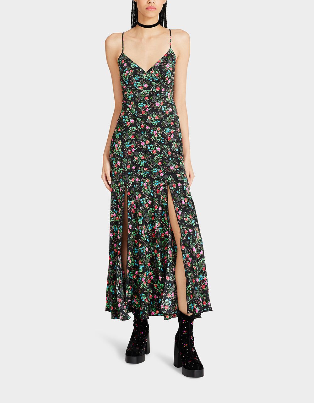 ADDISON MIDI DRESS FLORAL BLACK sold by Betsey Johnson