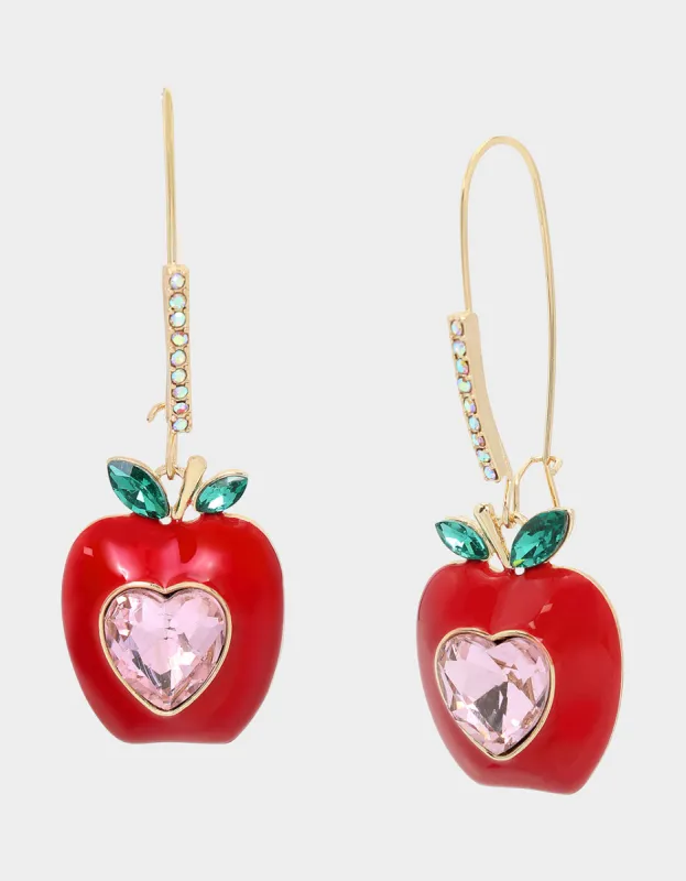 BOOK SMART APPLE HOOK EARRINGS PINK sold by Betsey Johnson