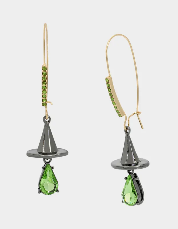 GHOUL FRIENDS WITCH HAT HOOK EARRINGS GREEN sold by Betsey Johnson