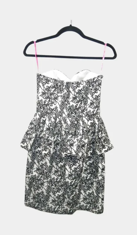 White & Black Patterned Dress | RE:LUV sold by Betsey Johnson