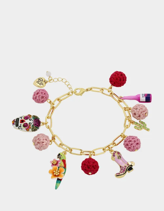 HOLA TO LOVE COWGIRL CHARM BRACELET PINK sold by Betsey Johnson
