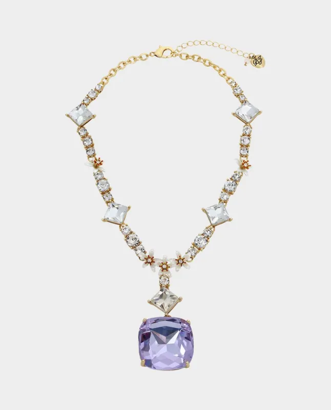 OHH A DAISY LARGE STONE NECKLACE PURPLE sold by Betsey Johnson