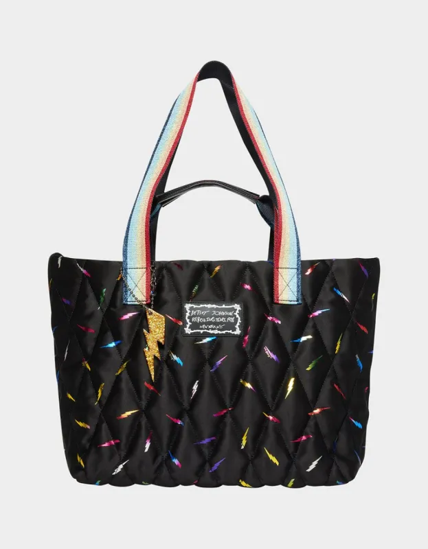 LIGHT IT UP DOUBLE HANDLE TOTE BLACK | RE:LUV sold by Betsey Johnson