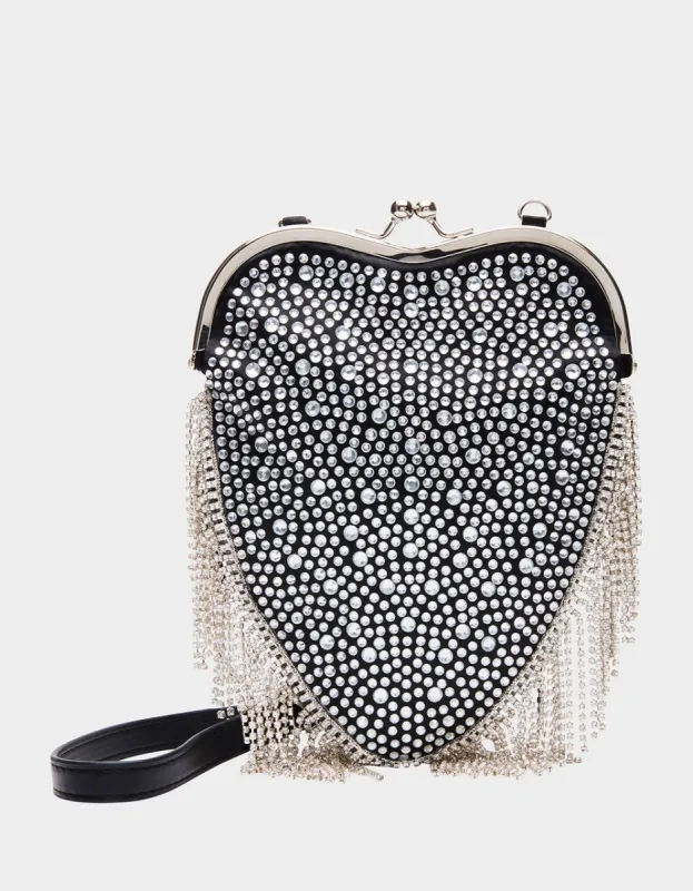FRINGE HEART BAG BLACK sold by Betsey Johnson