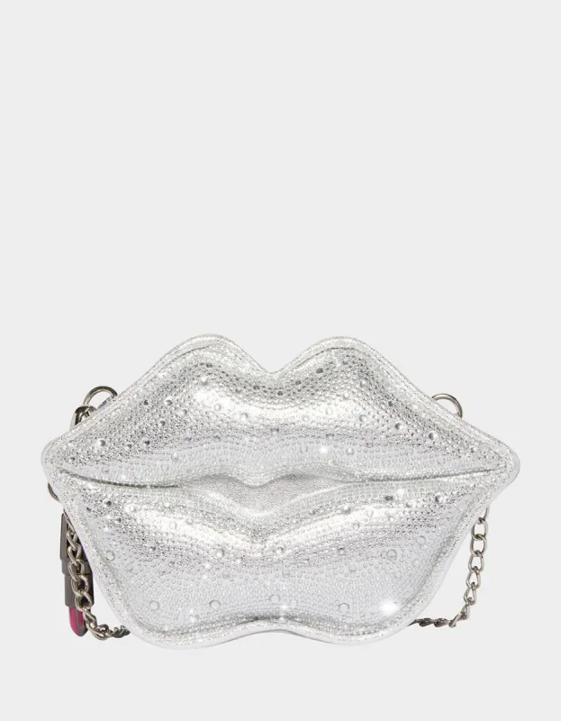 KITSCH READ MY LIPS CROSSBODY SILVER sold by Betsey Johnson