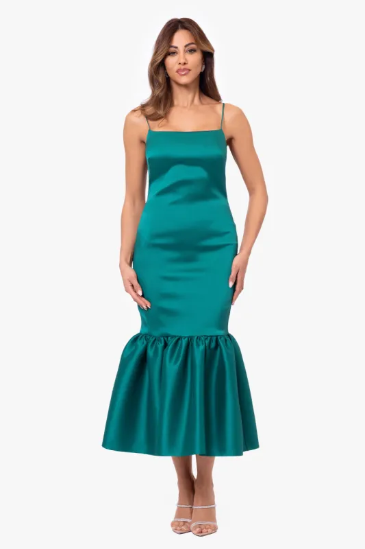 "Angeline" Midi Spaghetti Strap Flounce Dress sold by Betsy & Adam