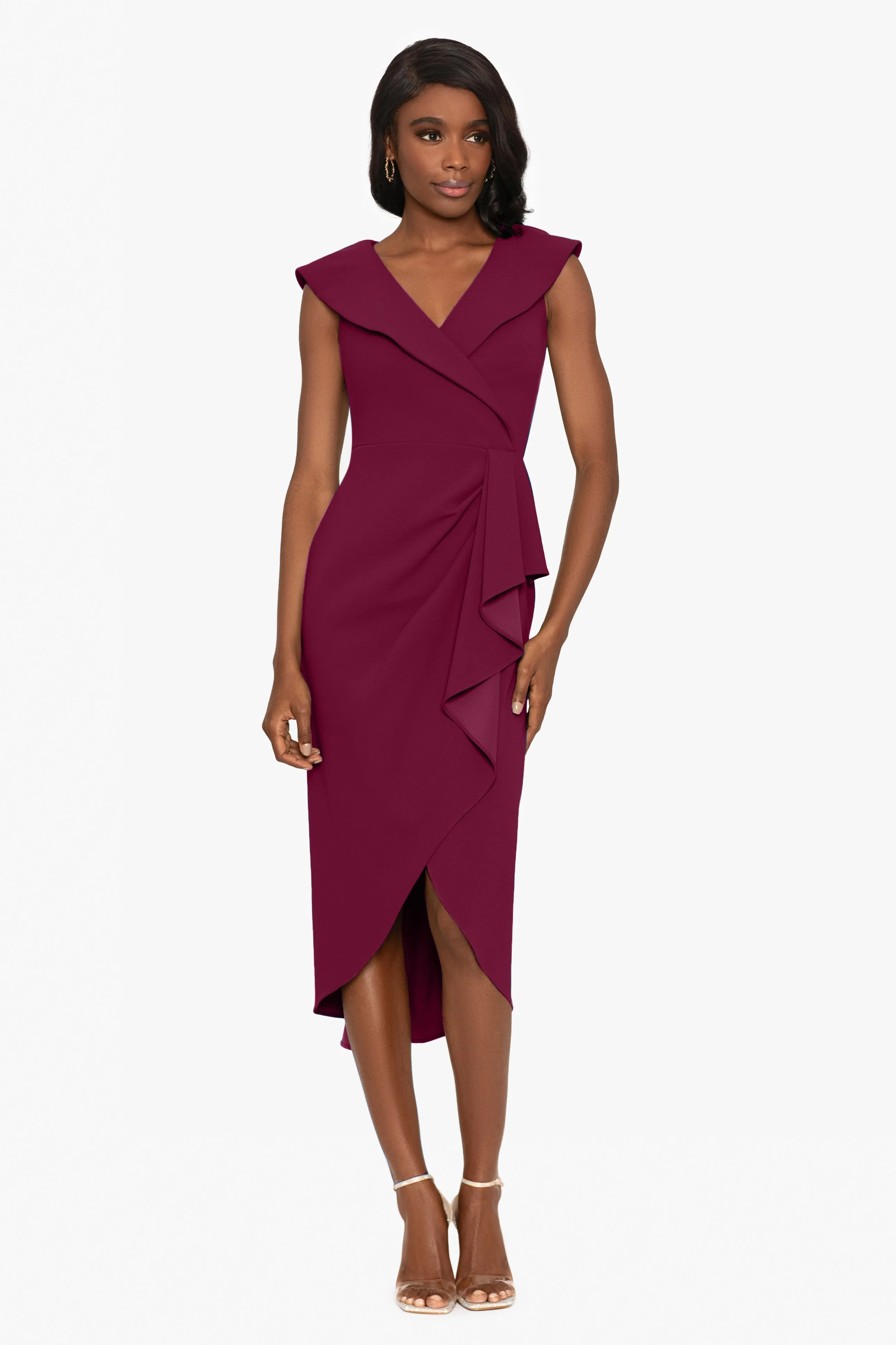"Palmer" Midi Scuba Crepe Tuxedo Dress sold by Betsy & Adam