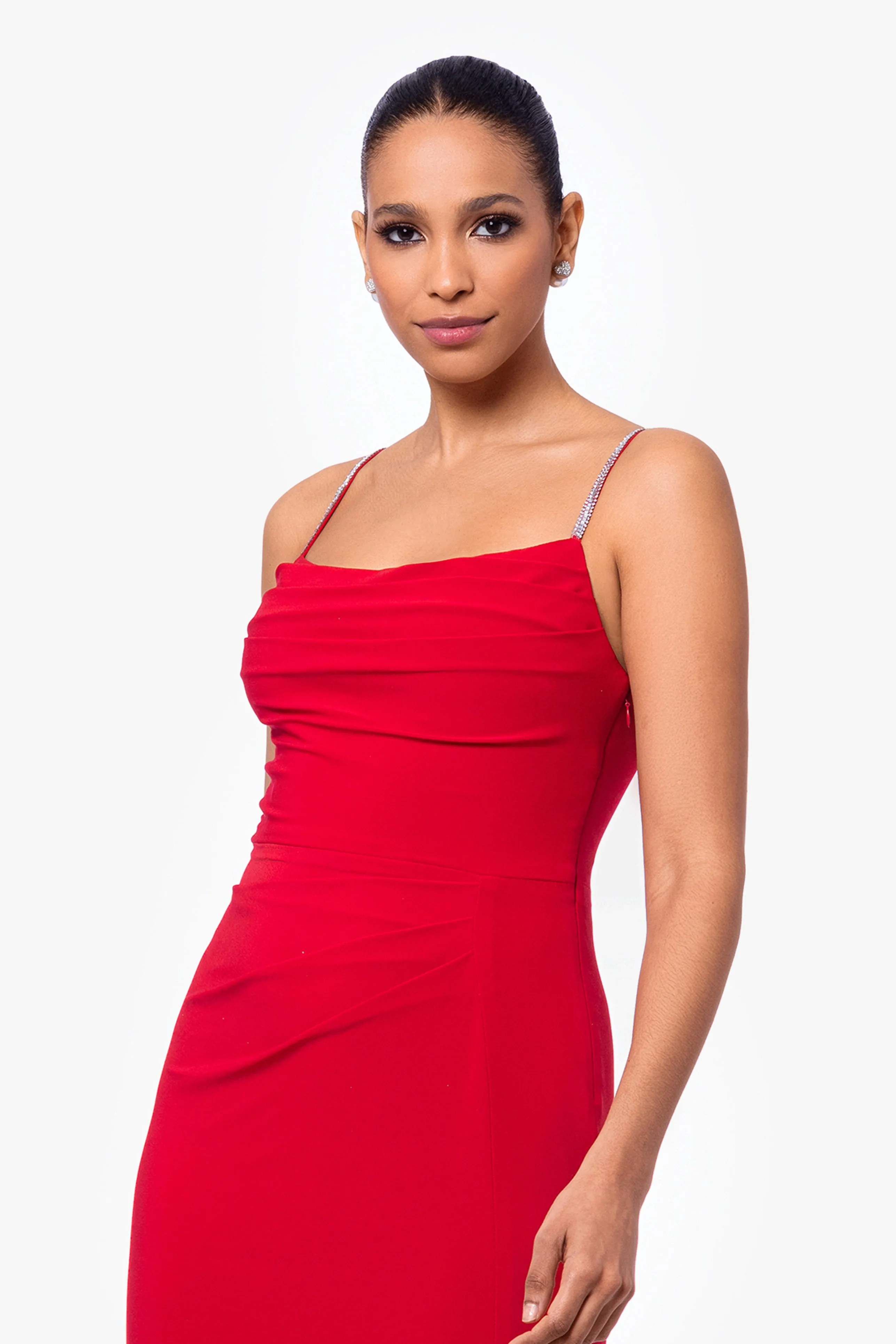 "Mallory" Long Jersey Knit Embellished Strap Dress sold by Betsy & Adam product image thumbnail 4