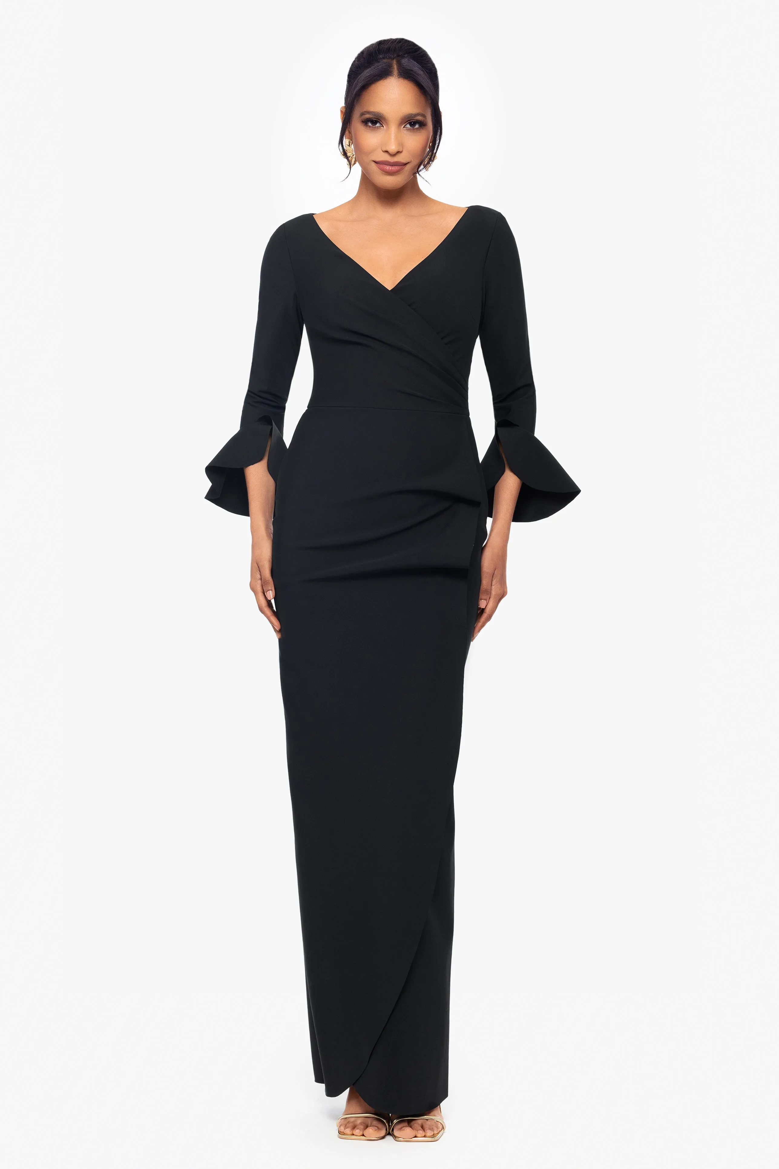 "Connie" Long Sleeve V-Neck and Ruffle Dress sold by Betsy & Adam