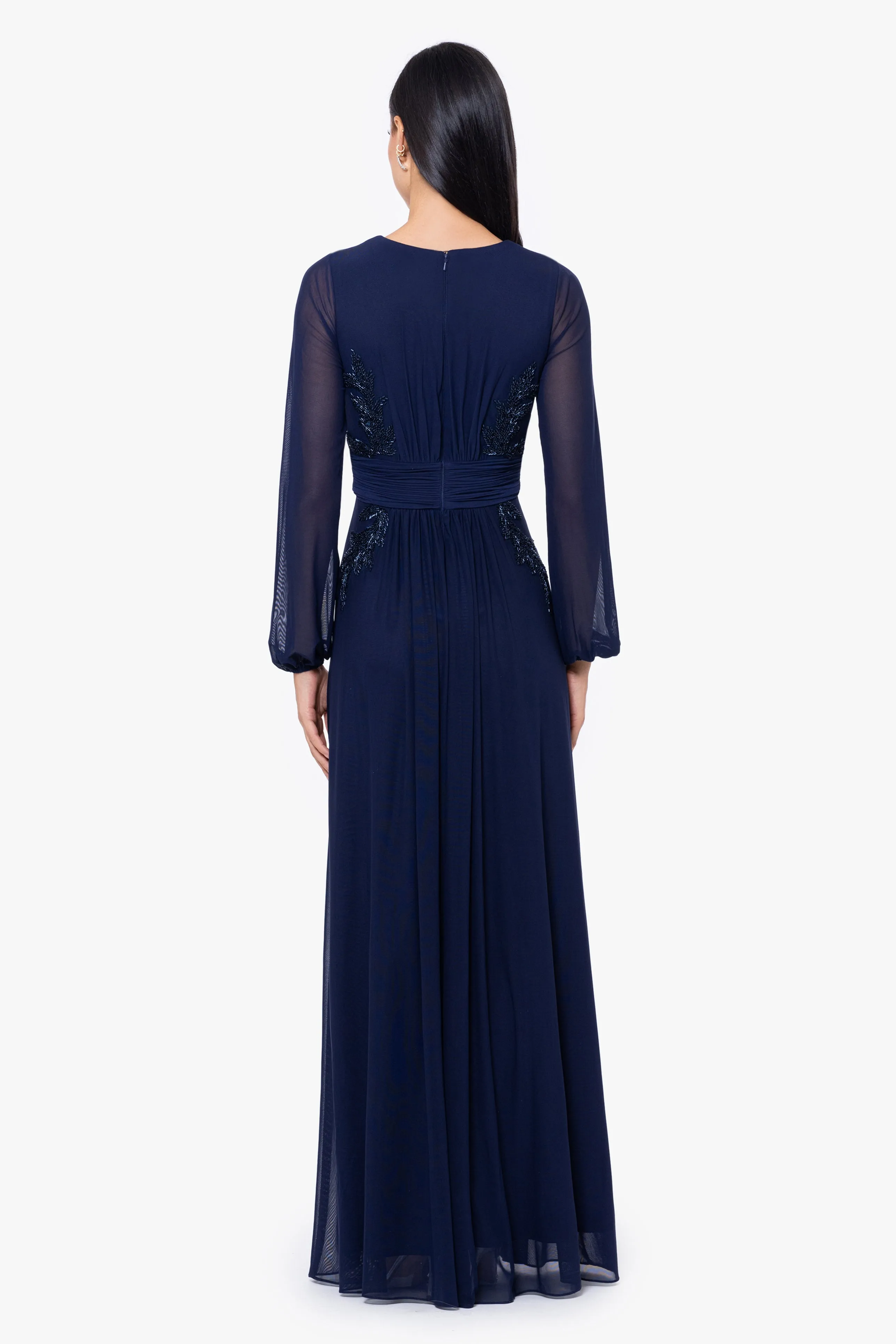 Petite "Kylie" Long Mesh V-Neck Bead Dress sold by Betsy & Adam product image thumbnail 2