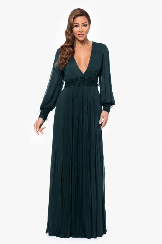 "Julie" Long Power Mesh Sequin Waist Long Sleeve Dress sold by Betsy & Adam