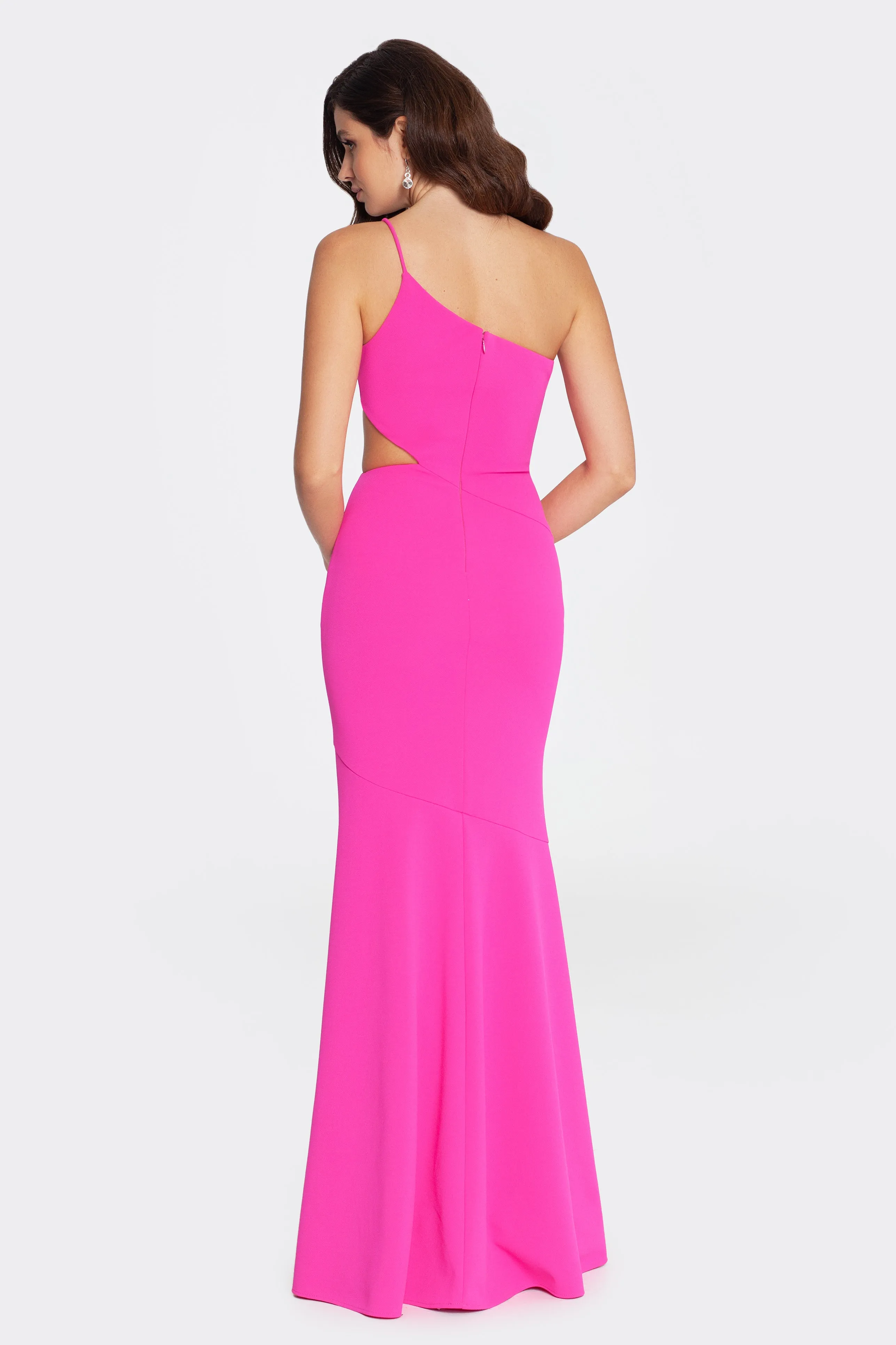 "Janie" Long Scuba Twill One Shoulder Cut Out Dress sold by Betsy & Adam product image thumbnail 2