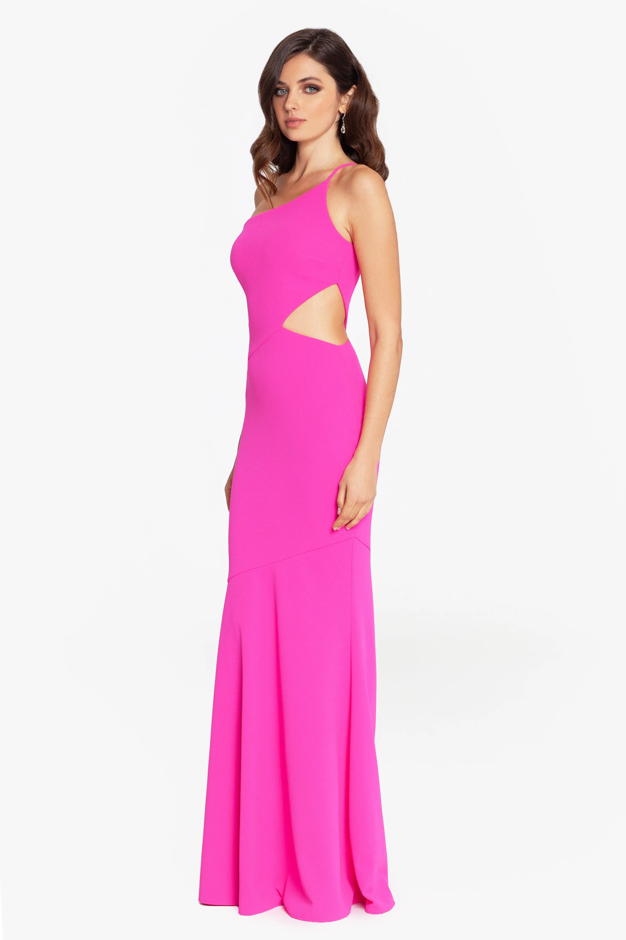 "Janie" Long Scuba Twill One Shoulder Cut Out Dress sold by Betsy & Adam product image thumbnail 3
