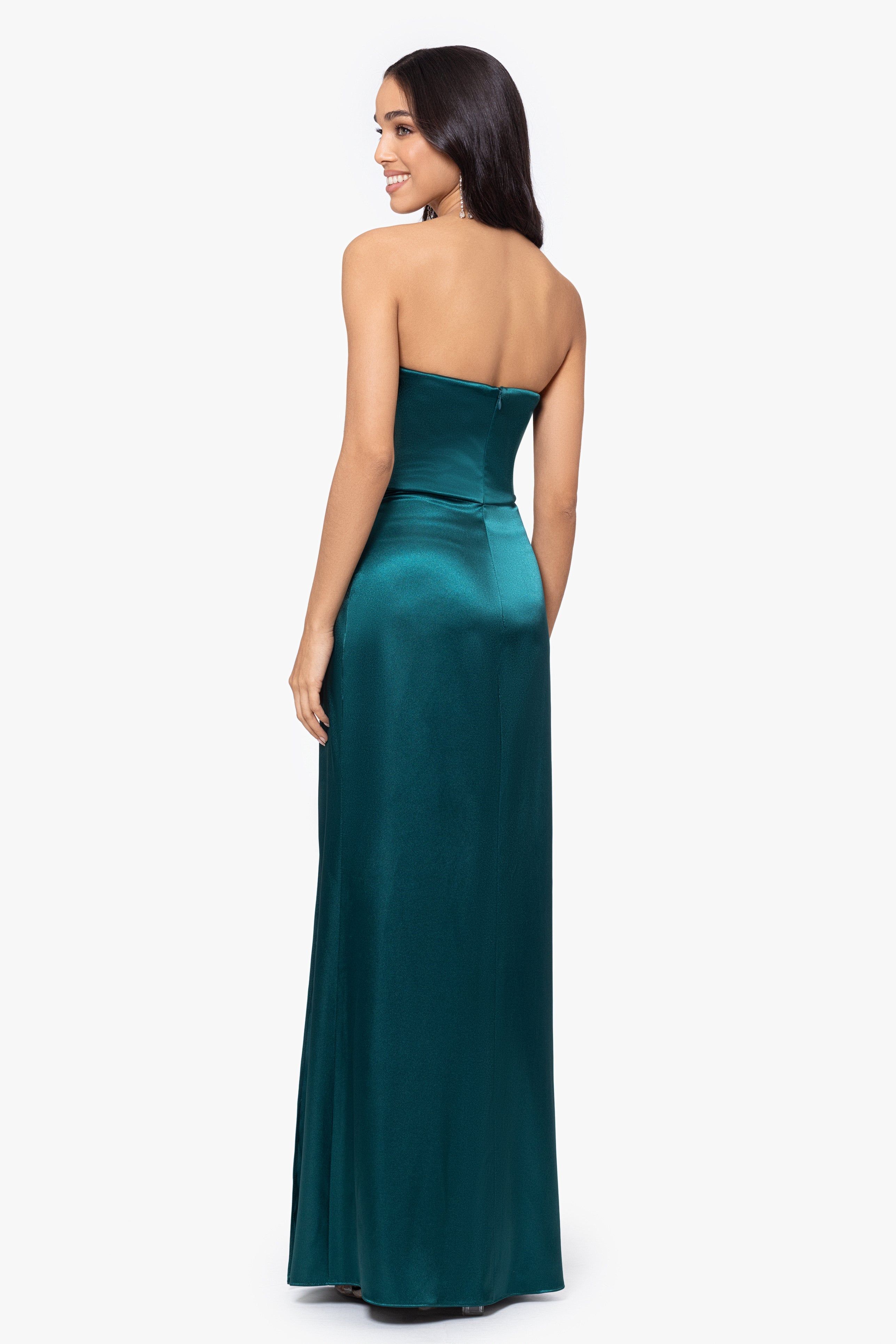 "Vicky" Long Strapless Satin Dress sold by Betsy & Adam product image thumbnail 2