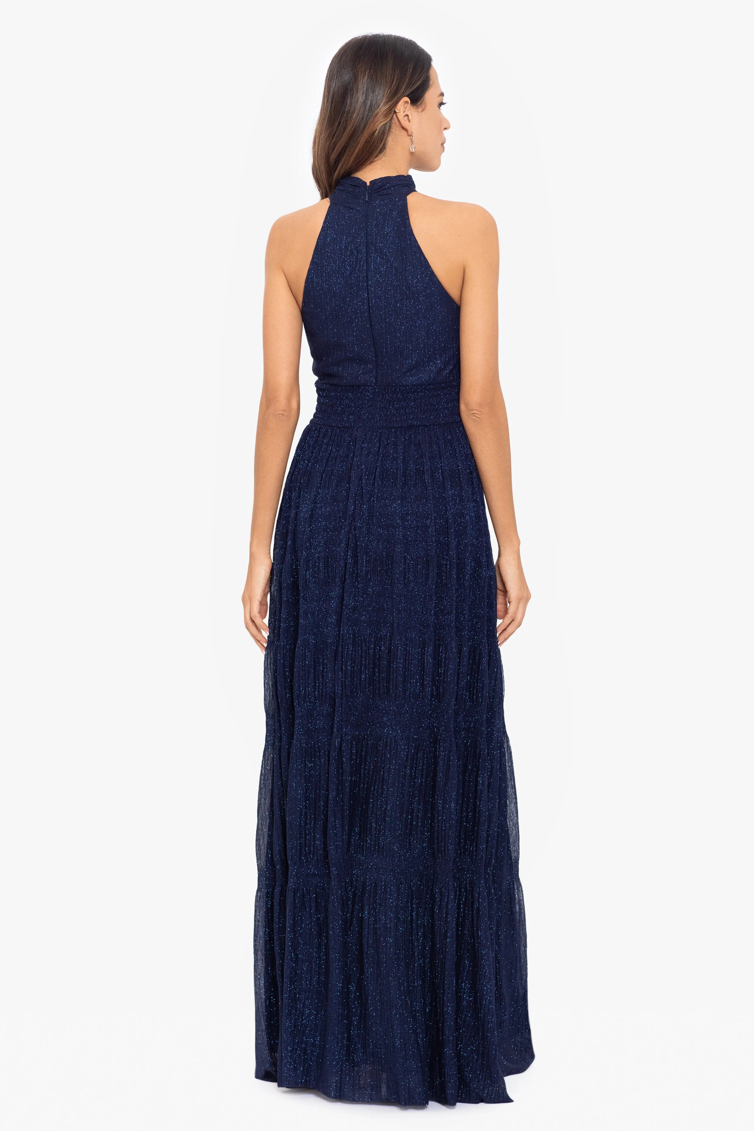"Sammi" Long Glitter Mesh Mock Neck Dress sold by Betsy & Adam product image thumbnail 2