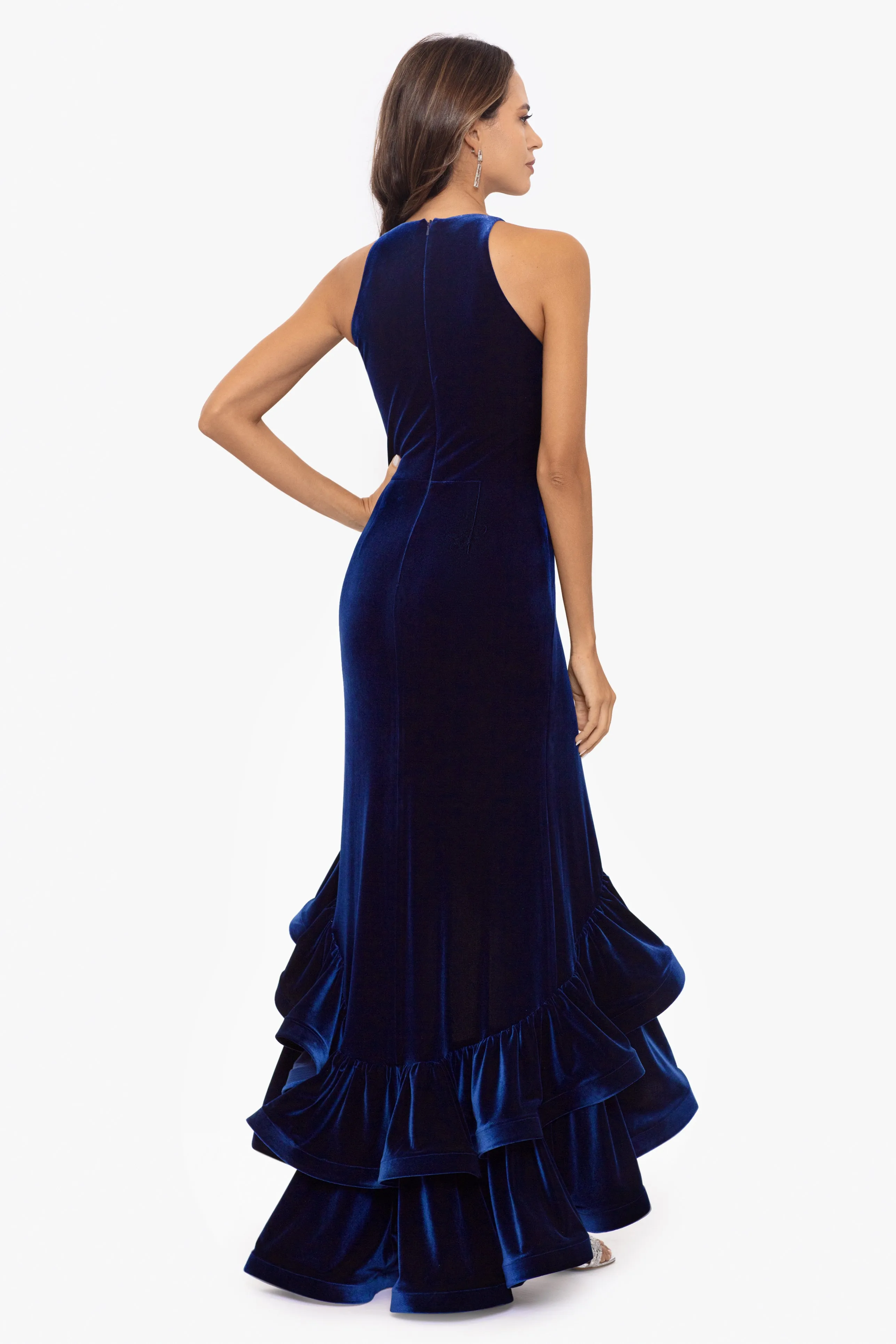 "Brandi" Ruffle Tier Velvet Dress sold by Betsy & Adam product image thumbnail 4