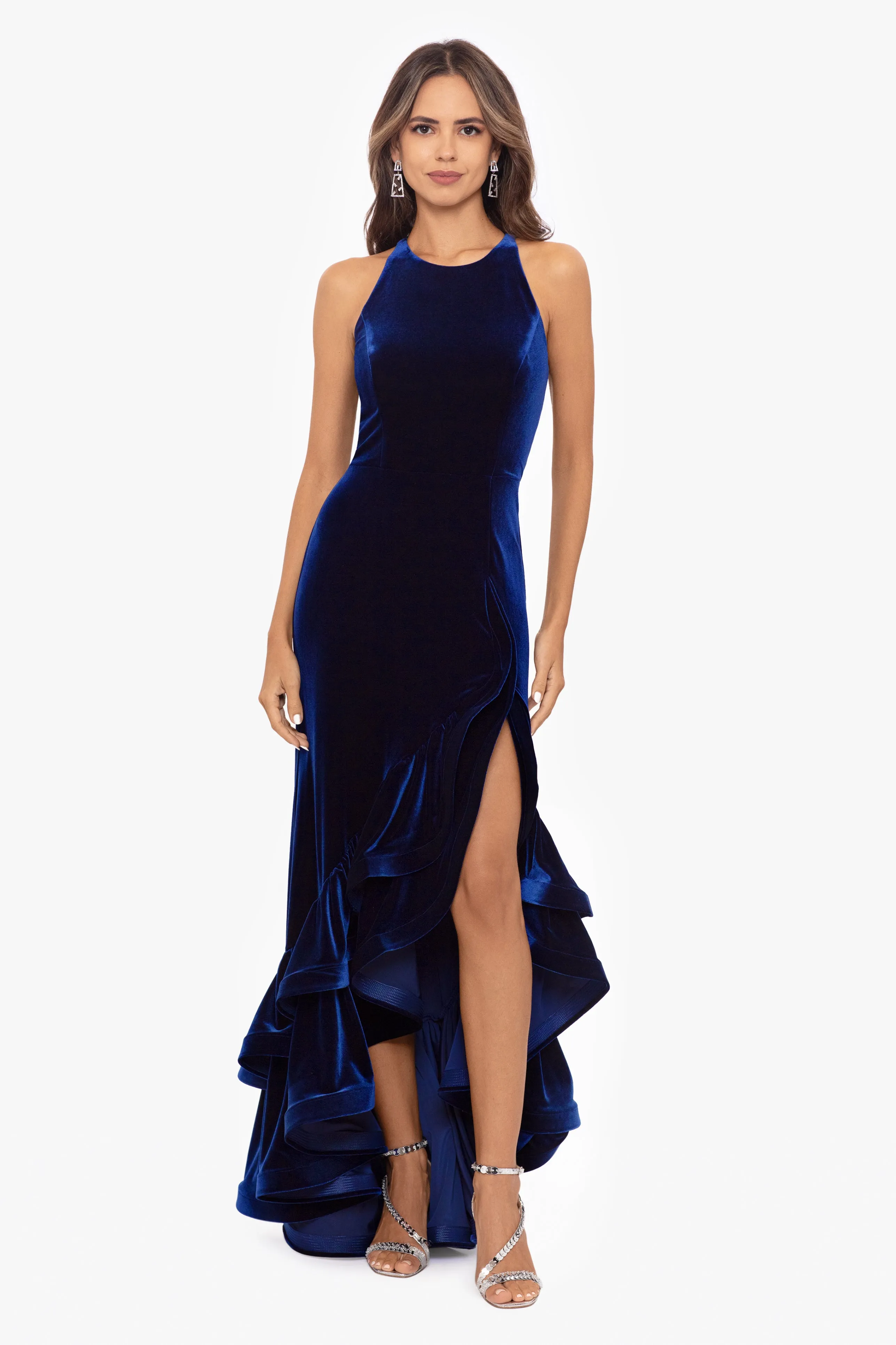 "Brandi" Ruffle Tier Velvet Dress sold by Betsy & Adam product image thumbnail 3
