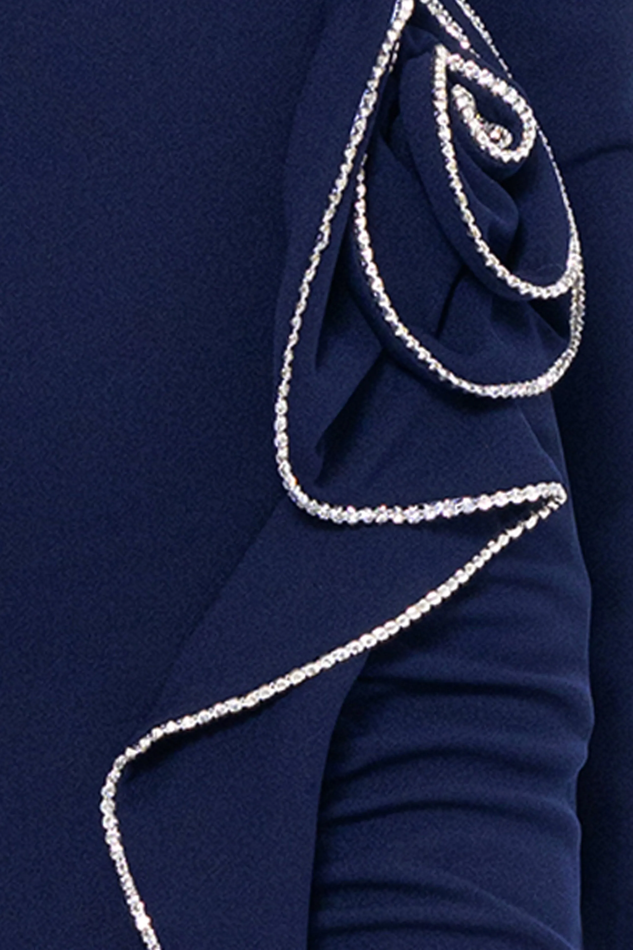 "Michelle" Knee Length Scuba Crepe Crystal Flower Detail Long Sleeve Dress sold by Betsy & Adam product image thumbnail 5