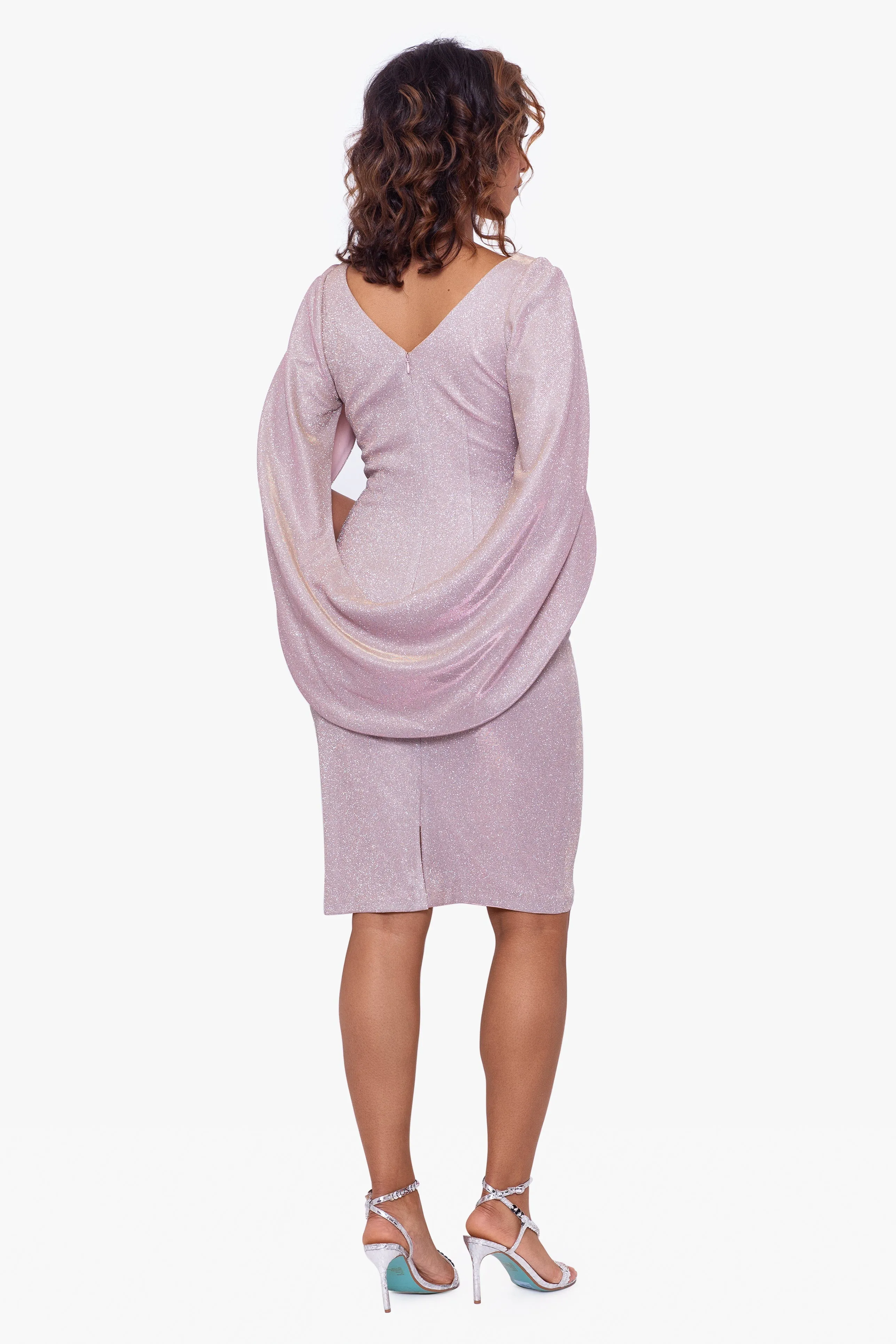 "Chantel" Short Glitter Galaxy Cowl Neck Back Dress sold by Betsy & Adam product image thumbnail 2