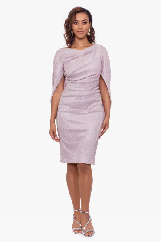 "Chantel" Short Glitter Galaxy Cowl Neck Back Dress sold by Betsy & Adam