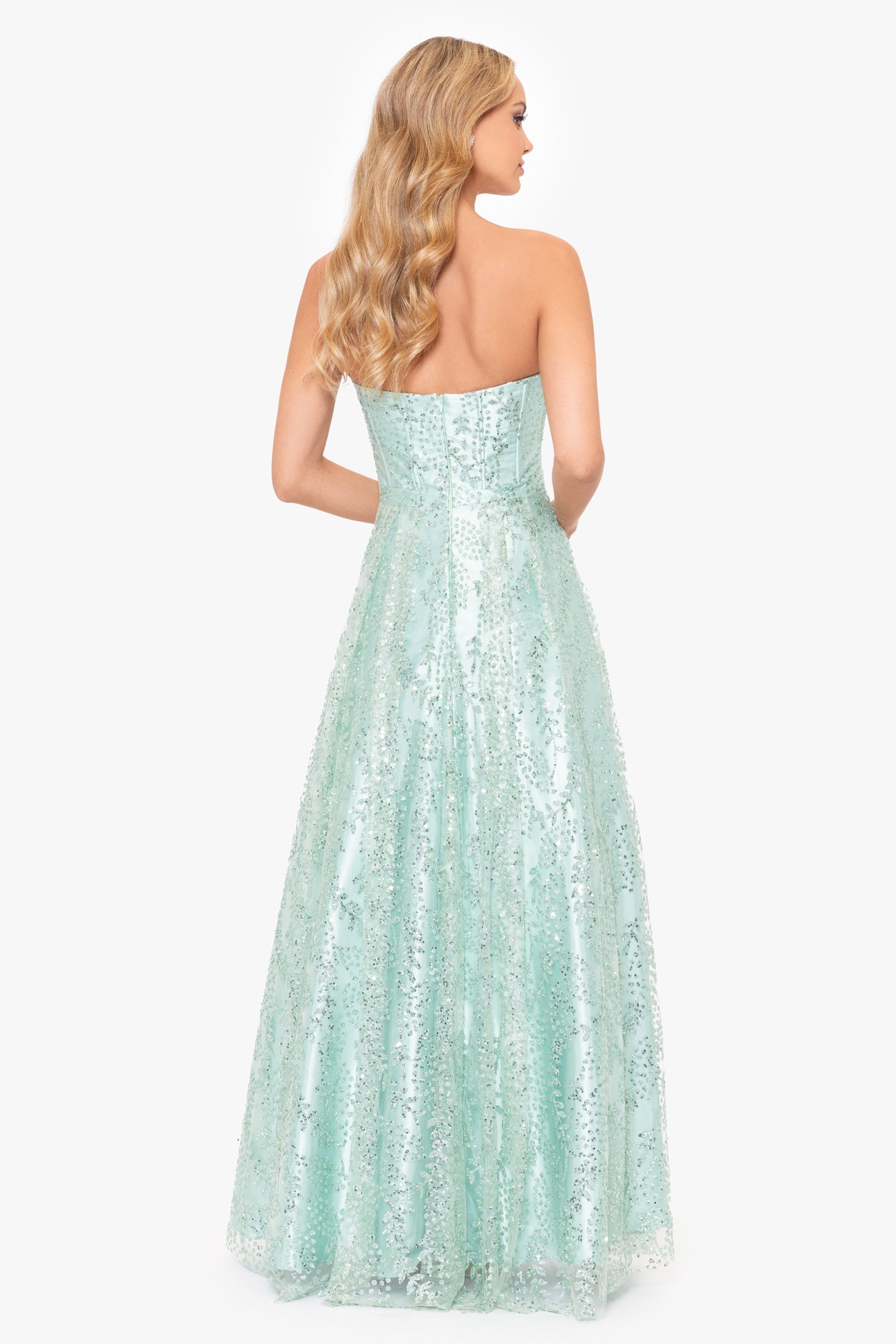 "Lou" Corset Strapless Glitter Ballgown sold by Betsy & Adam product image thumbnail 2