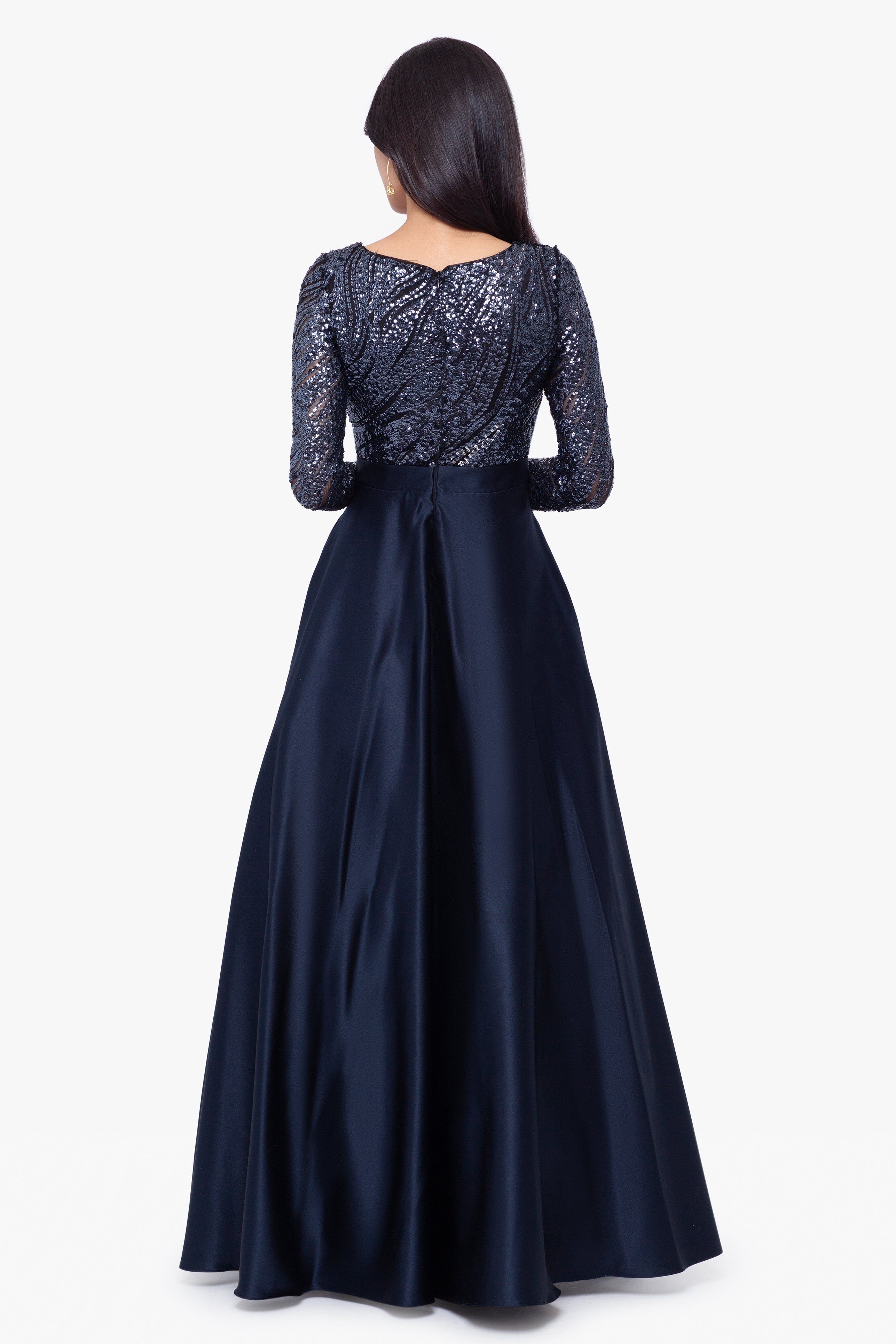 "Elena" Long 3/4th Ombre Satin Ball Gown sold by Betsy & Adam product image thumbnail 2