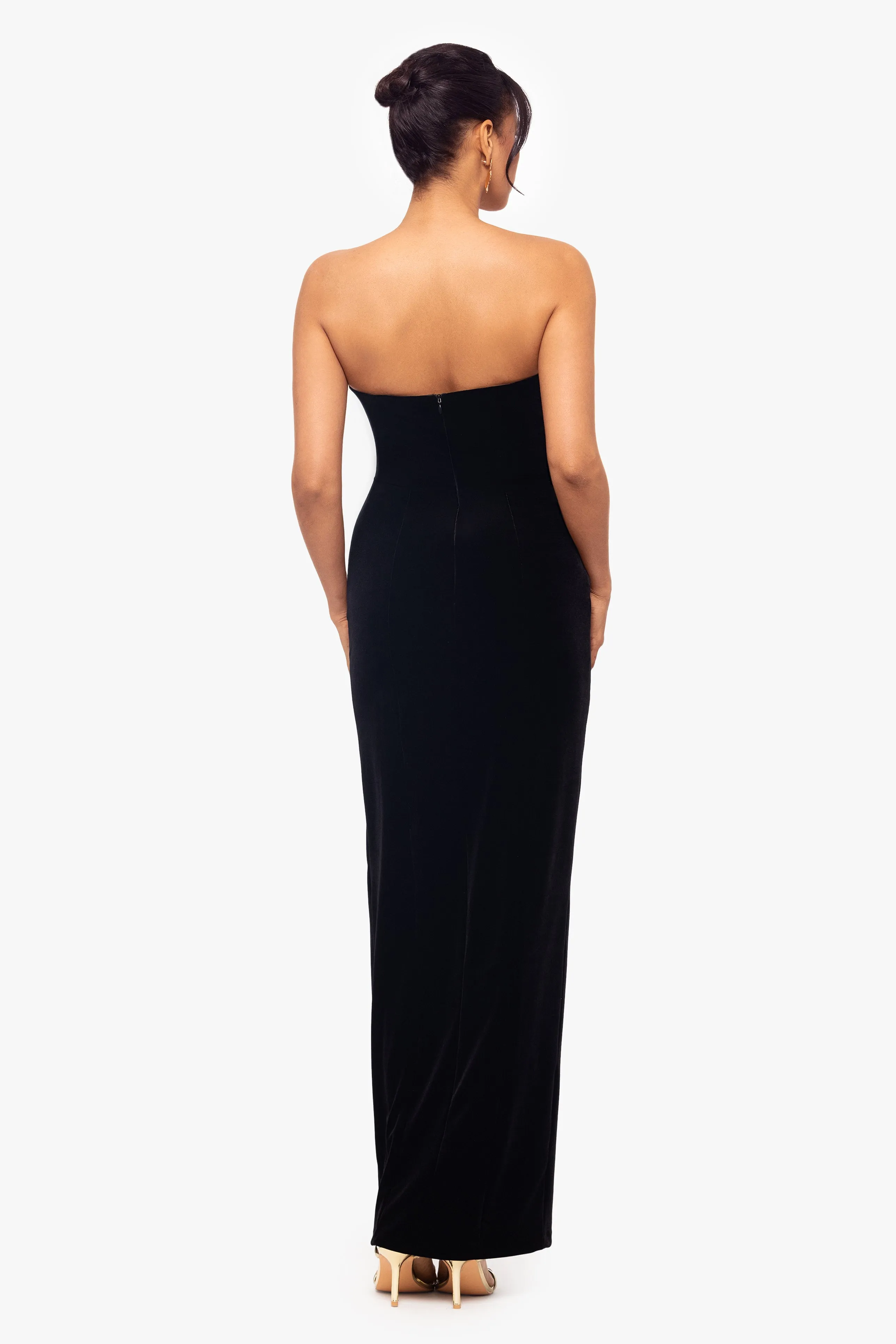 Petite "Liliana" Long Velvet Strapless Tuxedo Dress sold by Betsy & Adam product image thumbnail 2