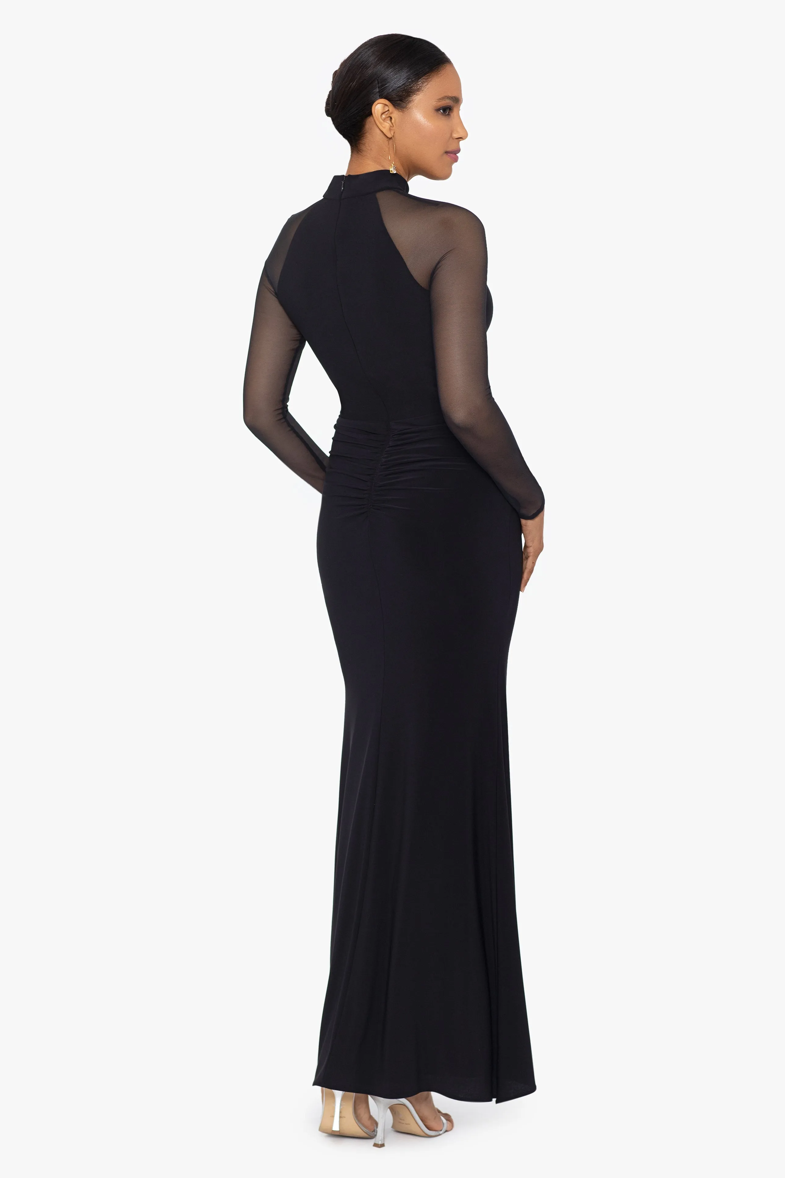 Petite "Natalie" Long Mock Neck Mesh Sleeve Dress sold by Betsy & Adam product image thumbnail 2