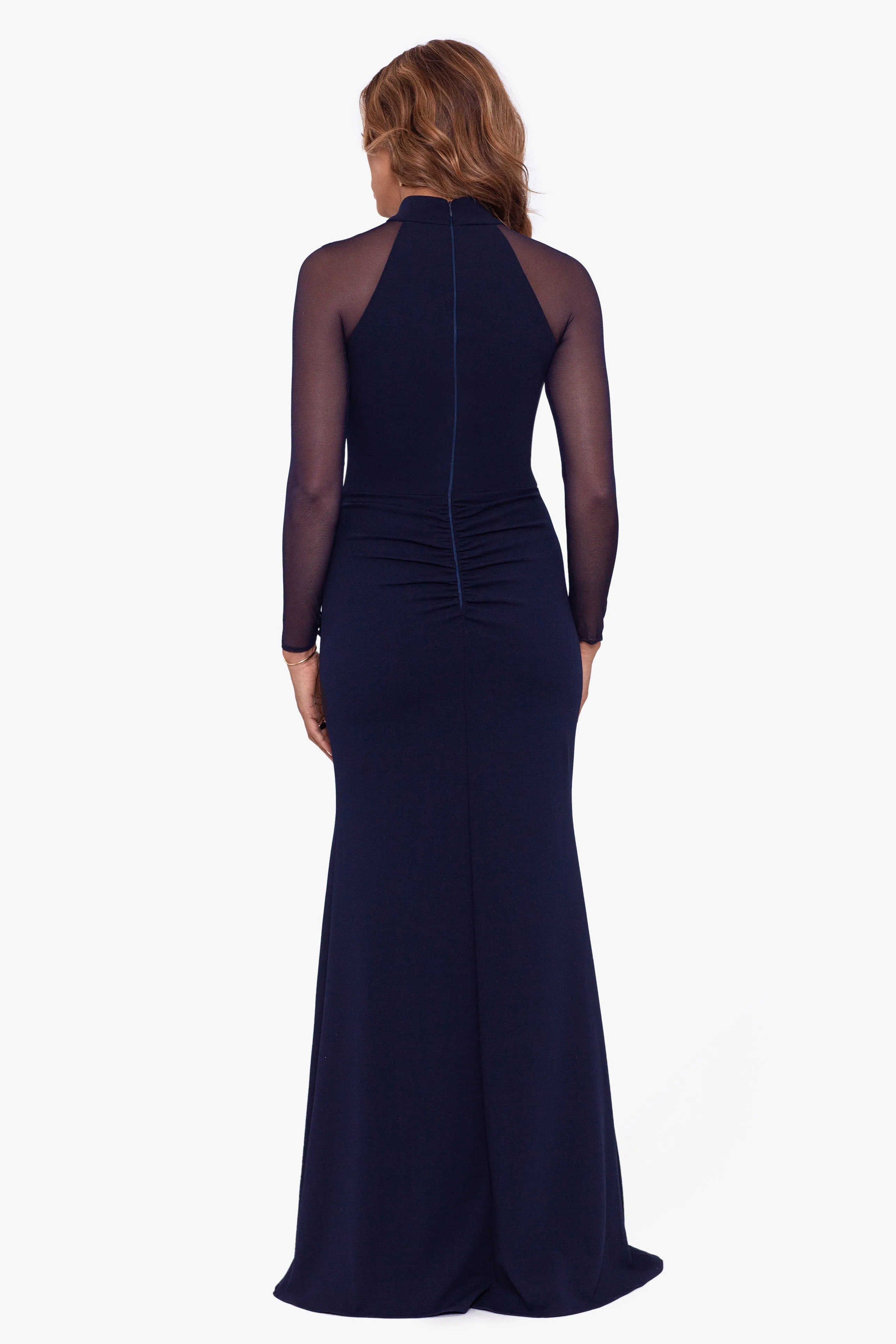 Petite "Natalie" Long Mock Neck Mesh Sleeve Dress sold by Betsy & Adam product image thumbnail 5