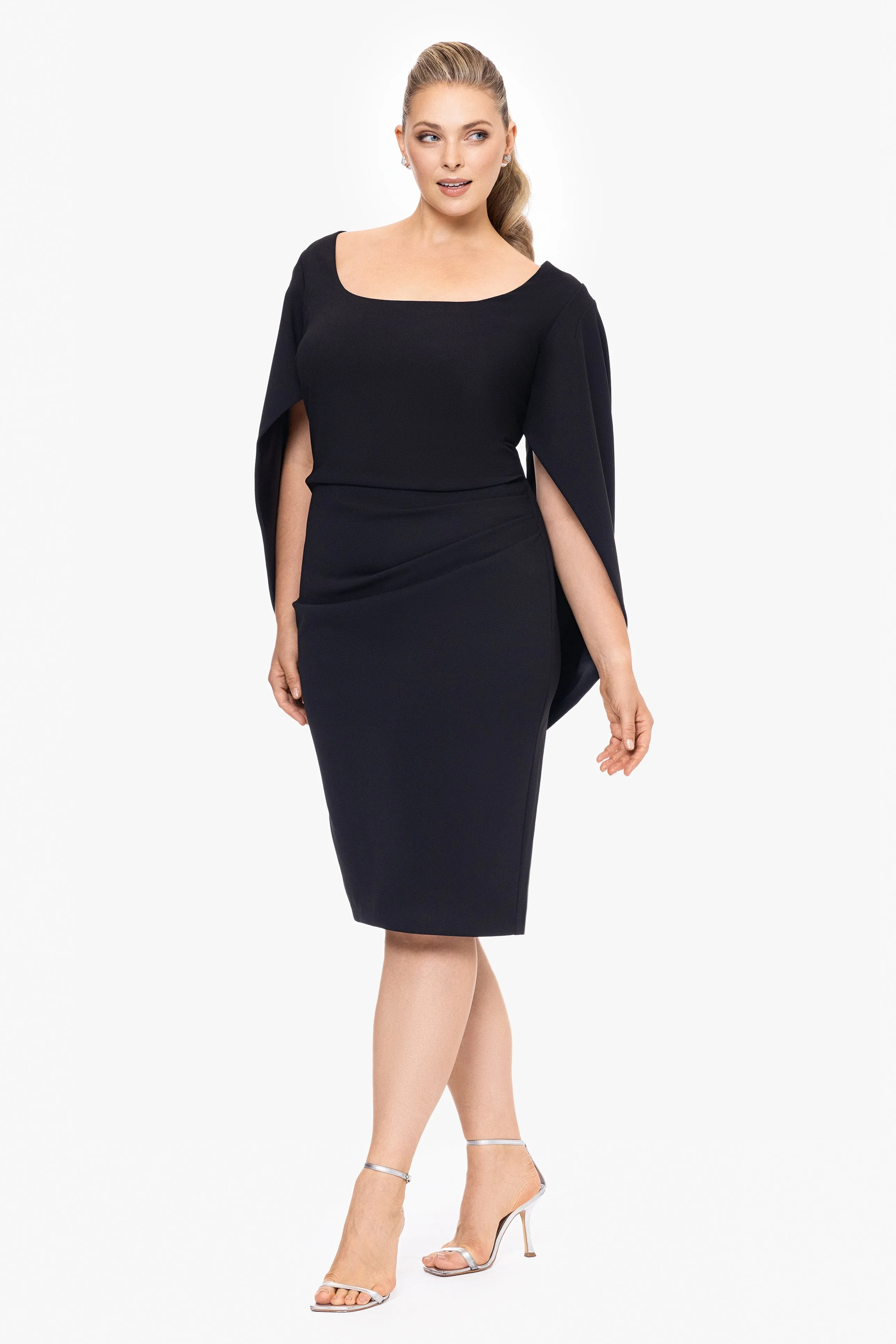 Plus "Jamie" Short Scuba Crepe Cape Back Dress sold by Betsy & Adam product image thumbnail 3