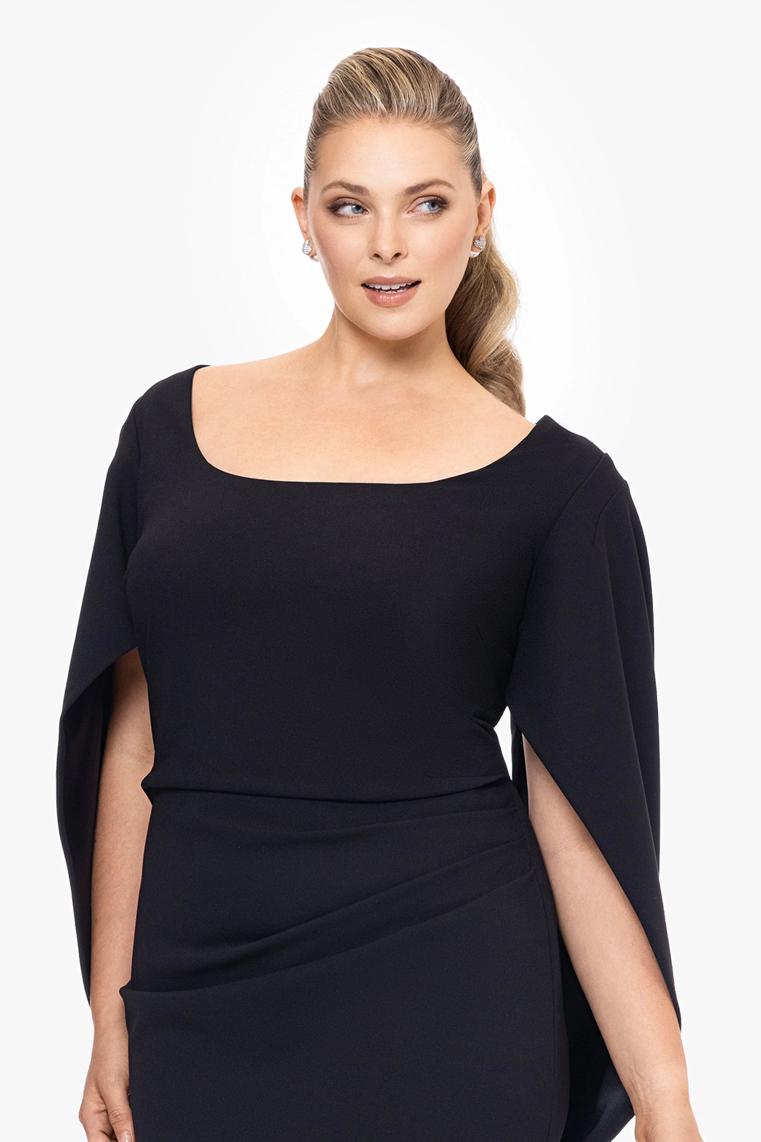 Plus "Jamie" Short Scuba Crepe Cape Back Dress sold by Betsy & Adam product image thumbnail 4