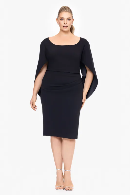 Plus "Jamie" Short Scuba Crepe Cape Back Dress sold by Betsy & Adam
