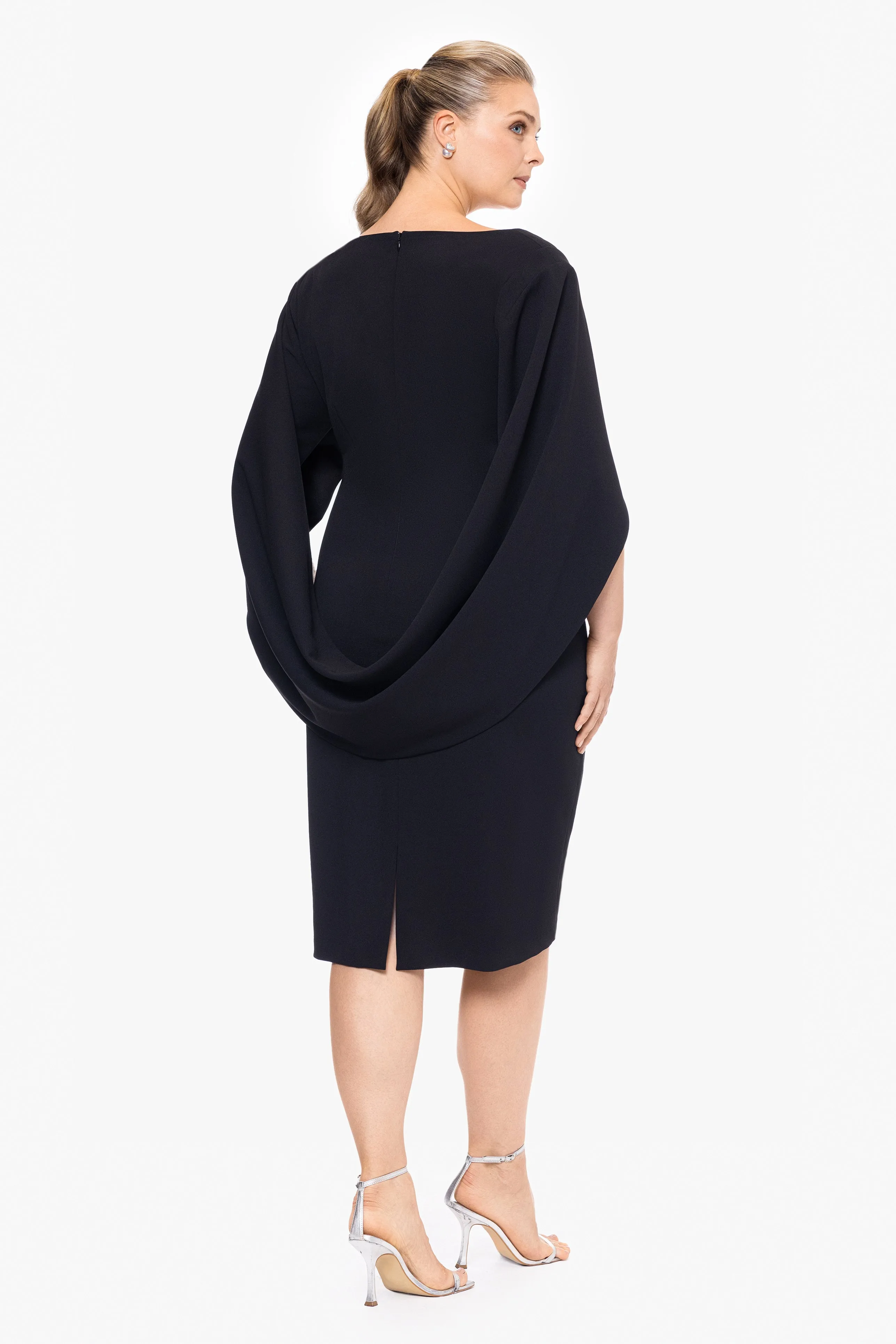 Plus "Jamie" Short Scuba Crepe Cape Back Dress sold by Betsy & Adam product image thumbnail 2