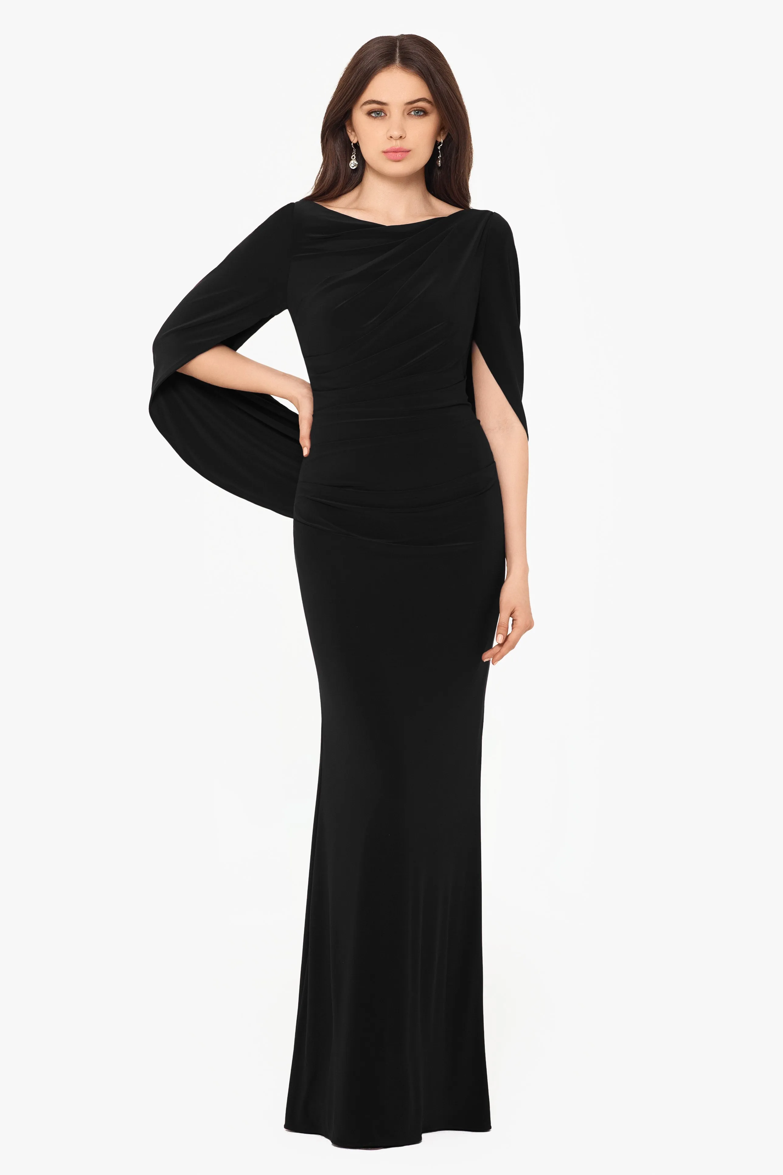 "Miriam" Long Jersey Draped Back Gown sold by Betsy & Adam product image thumbnail 4