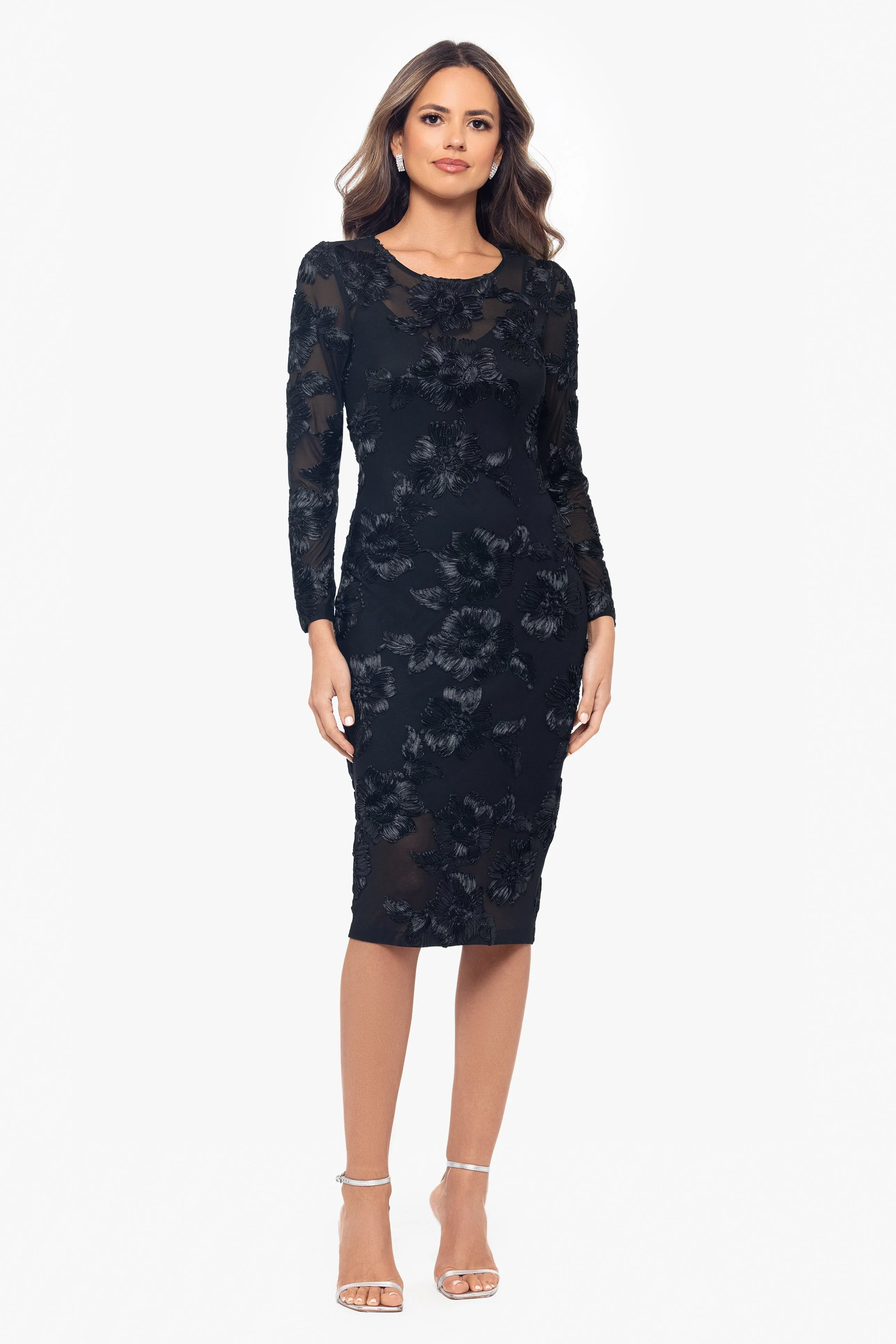 "Myra" Knee Length Soutache Long Sleeve Dress sold by Betsy & Adam