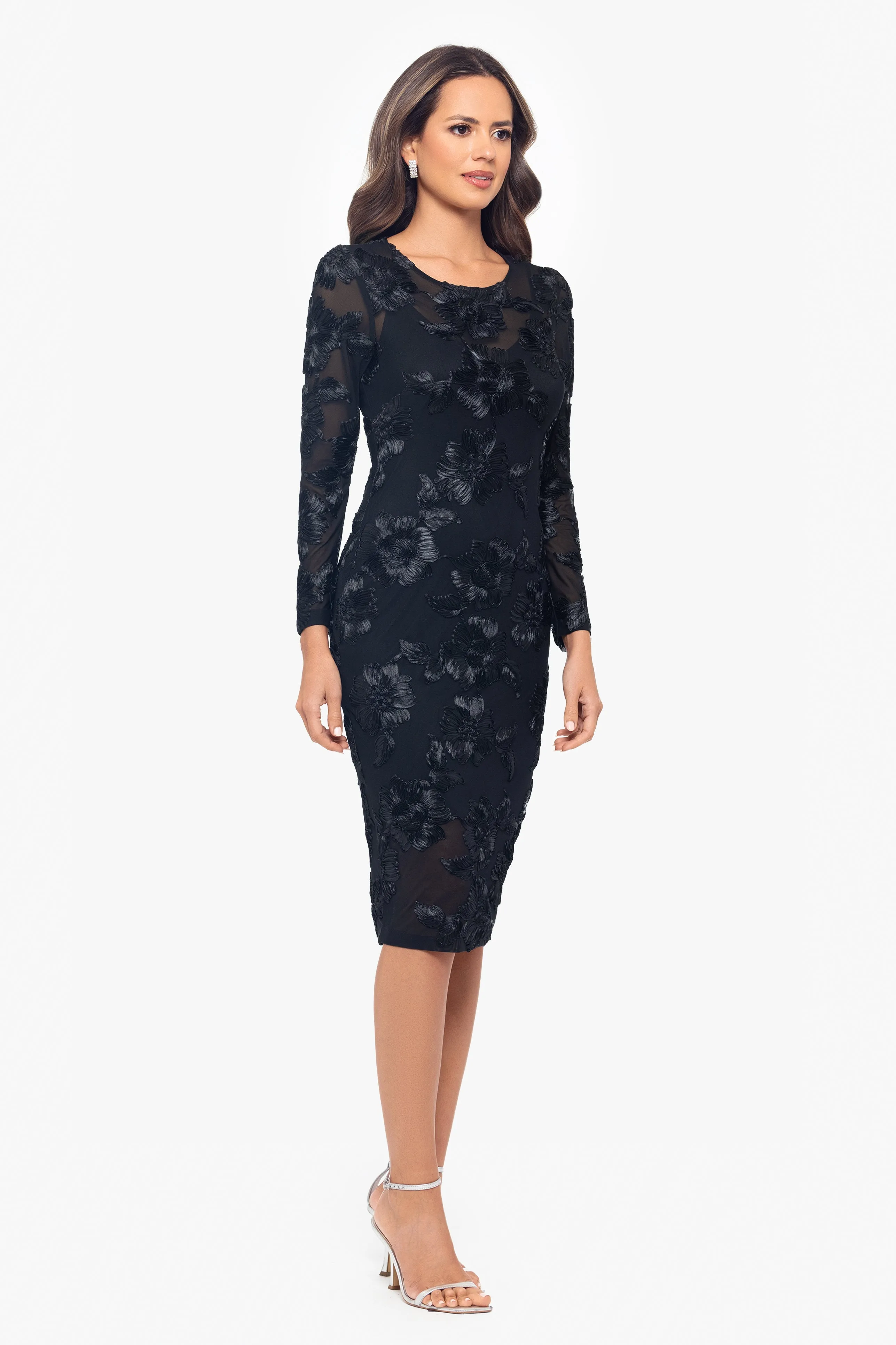 "Myra" Knee Length Soutache Long Sleeve Dress sold by Betsy & Adam product image thumbnail 3