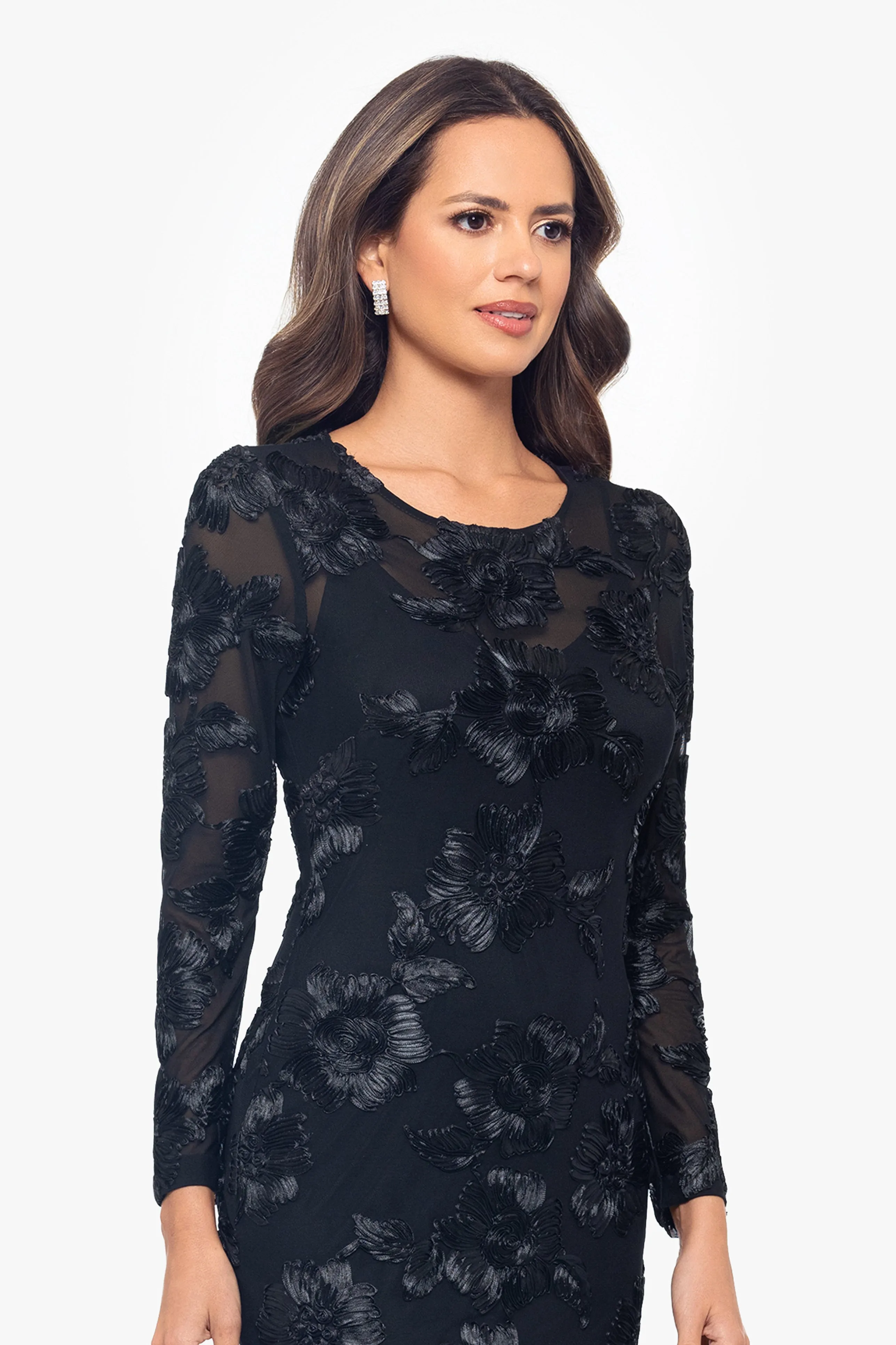 "Myra" Knee Length Soutache Long Sleeve Dress sold by Betsy & Adam product image thumbnail 4