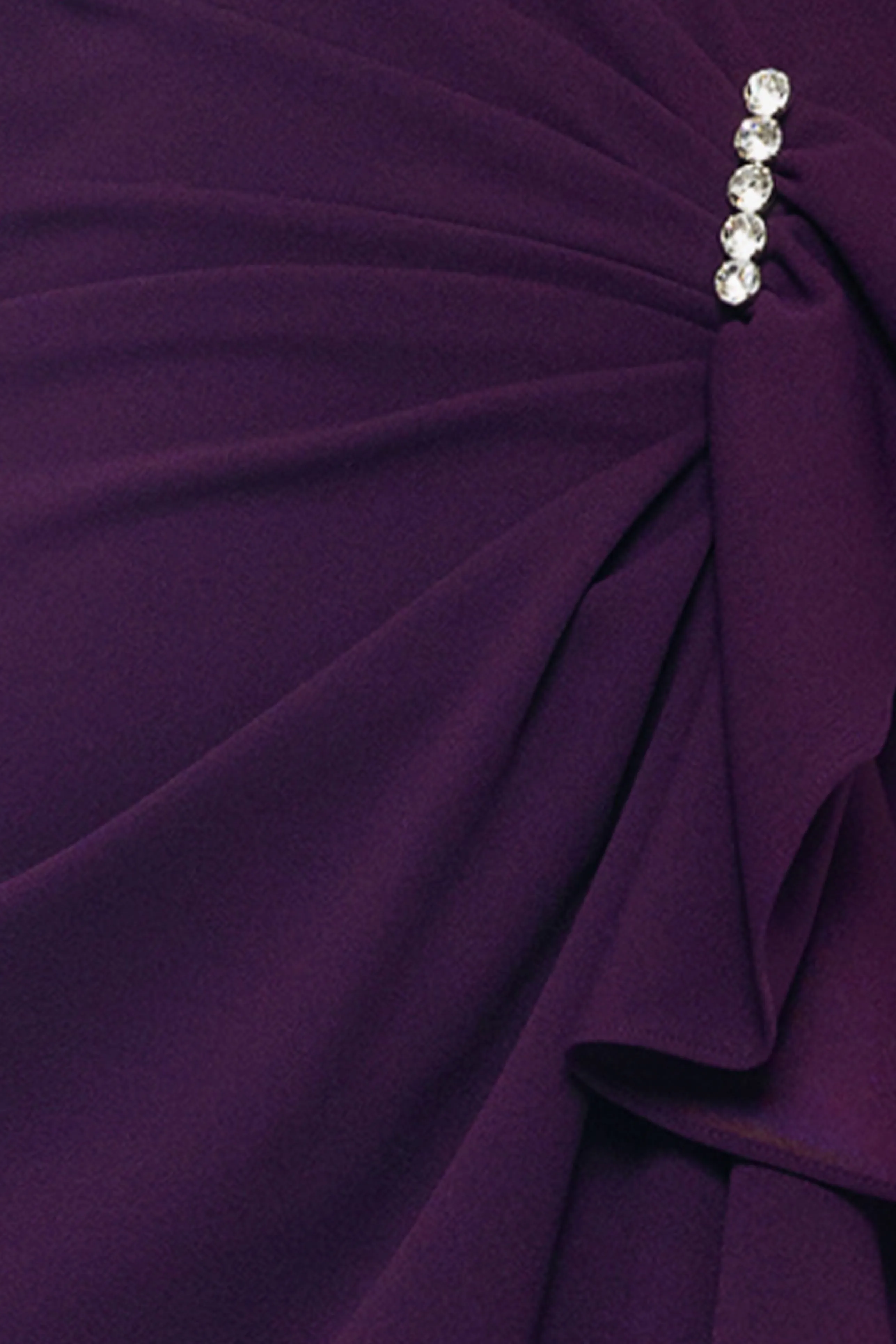 "Angelica" Long Scuba Crepe V-Neck Embellished Ruffle Dress sold by Betsy & Adam product image thumbnail 5