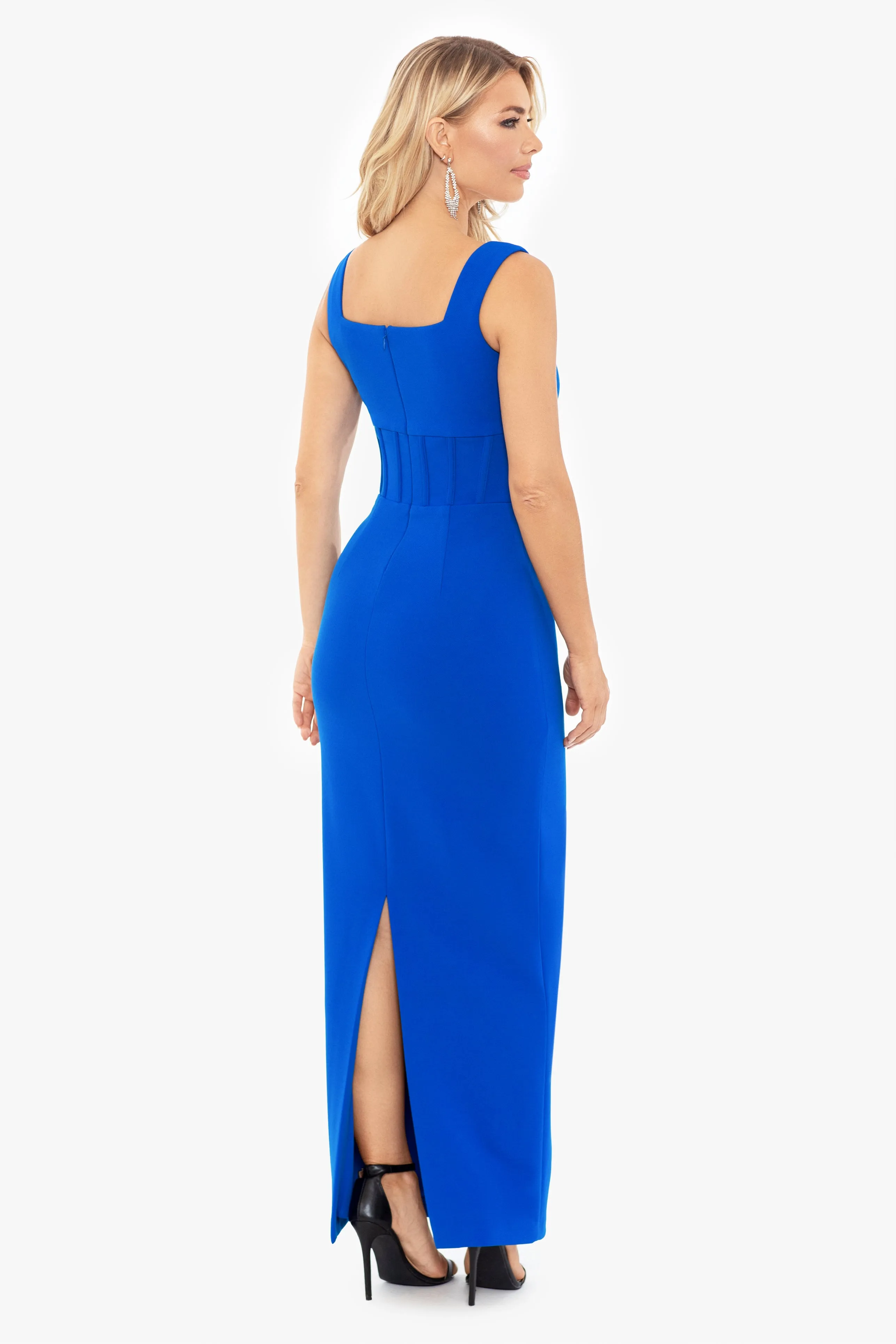 "Dahlia" Long Scuba Crepe Boning Waist Dress sold by Betsy & Adam product image thumbnail 2