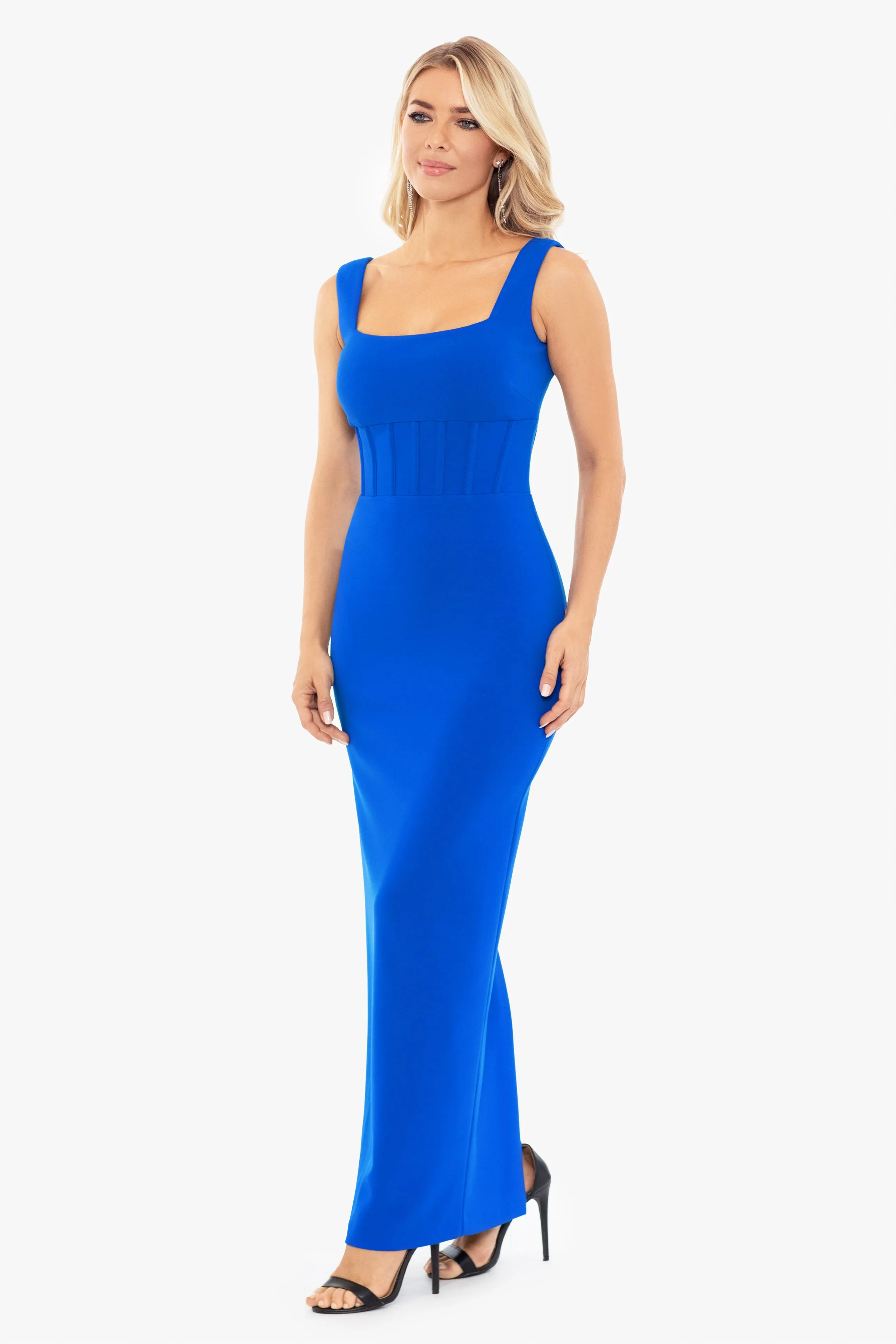 "Dahlia" Long Scuba Crepe Boning Waist Dress sold by Betsy & Adam product image thumbnail 3