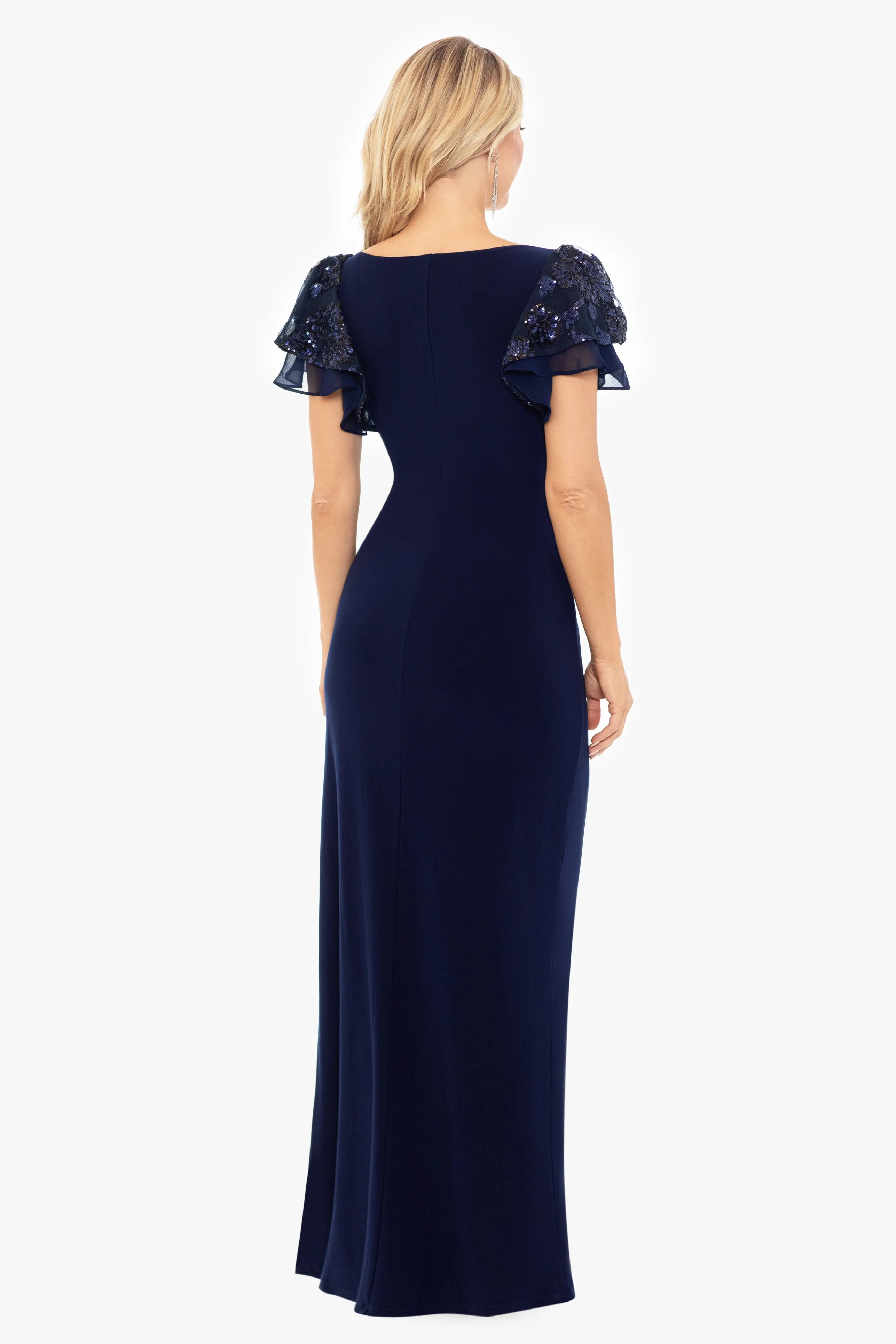 Petite "Jennifer" Long Jersey Knit Sequin Sleeve Dress sold by Betsy & Adam product image thumbnail 2