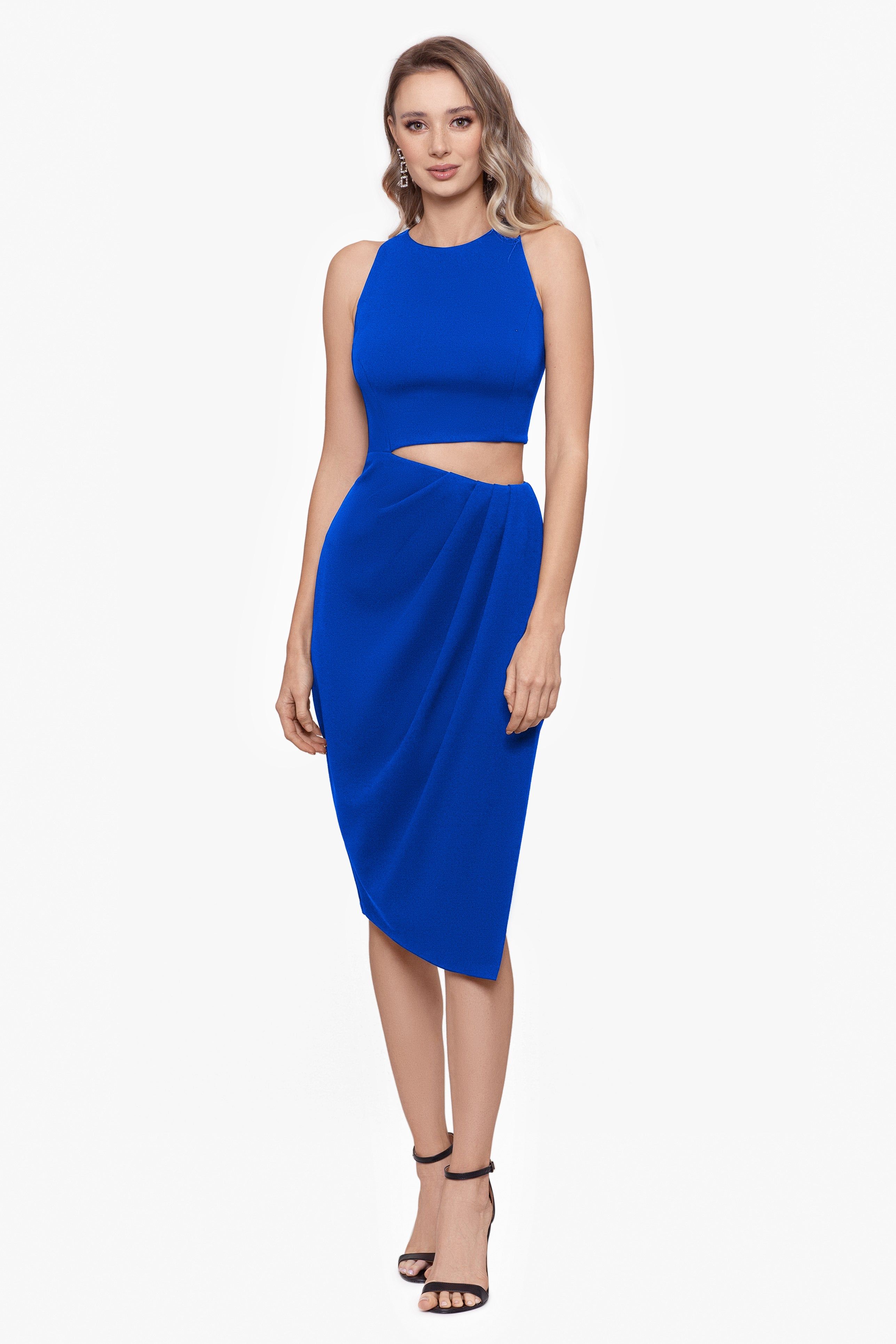 "Vanity" Short Scuba Crepe Mid Cut Out Dress sold by Betsy & Adam